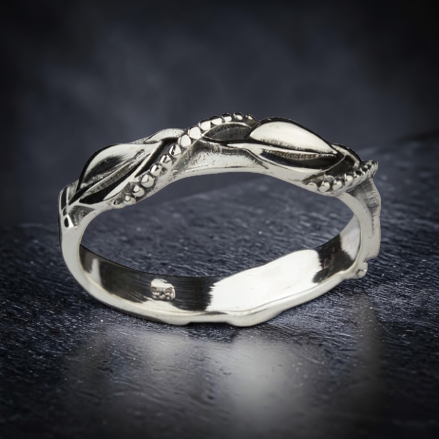 Ring Kordel und Blatt aus 925 Silber – Toms-Silver Schmuck