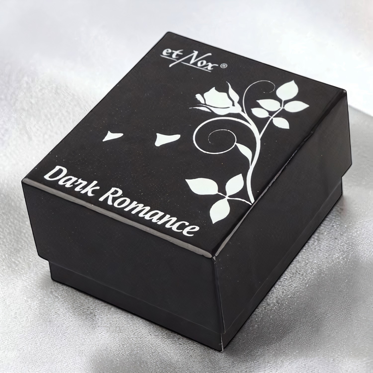 Geschenkbox Dark Romance mit Rosenmotiv für 2 Ringe, leer