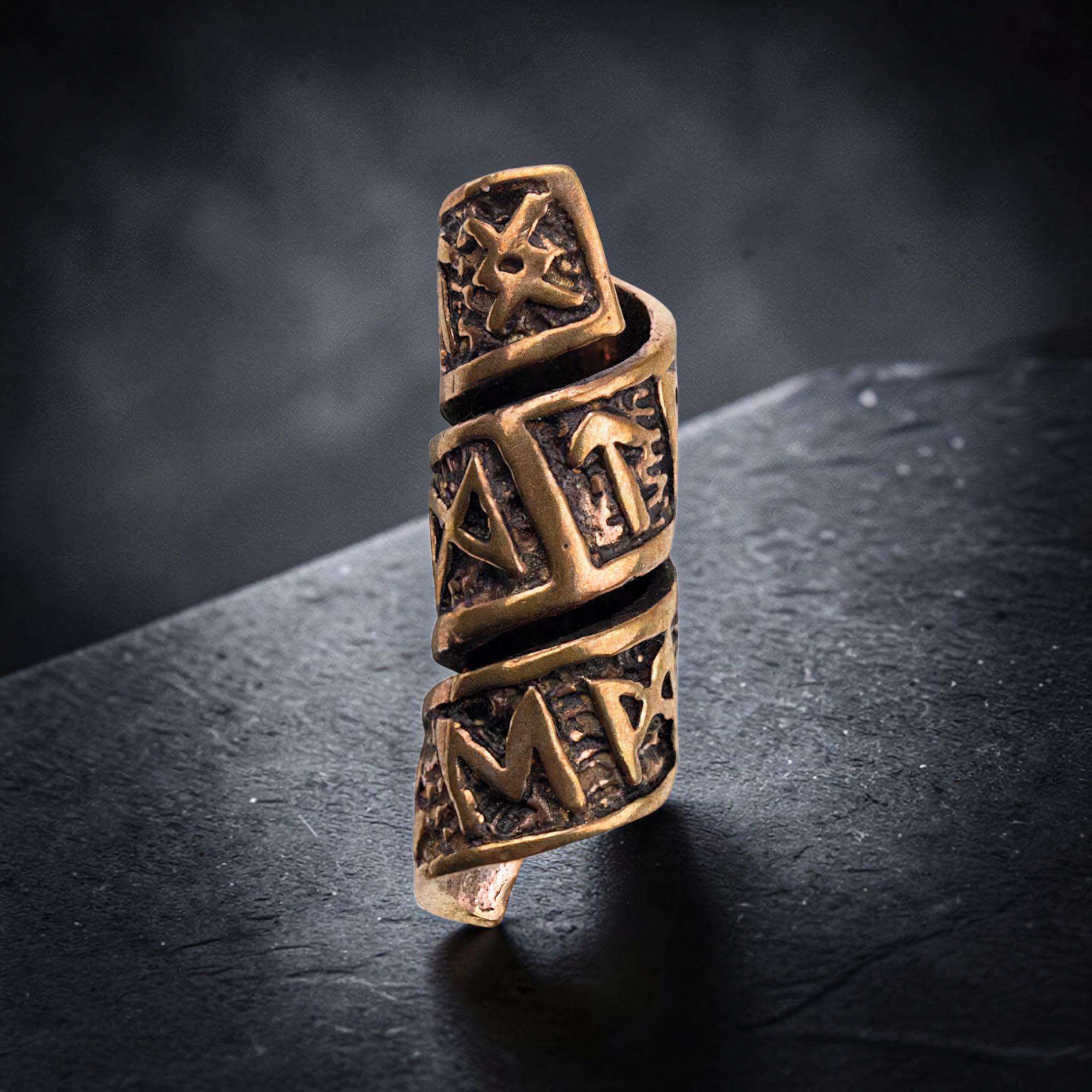 Bartperle Runen aus Bronze Haarperle Dreadlock Perle