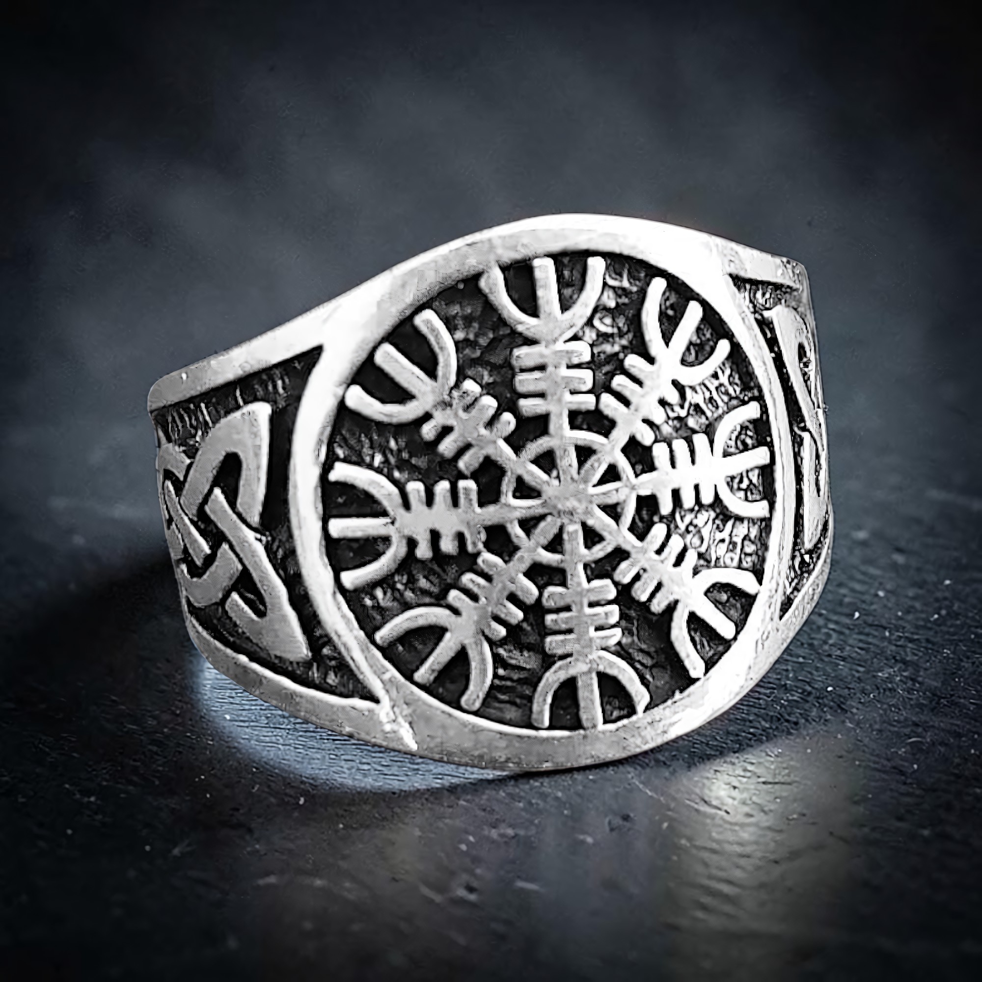 Helm der Ehrfurcht Ring 925 Silber isländich Aegishjalmur Elhaz-Rune