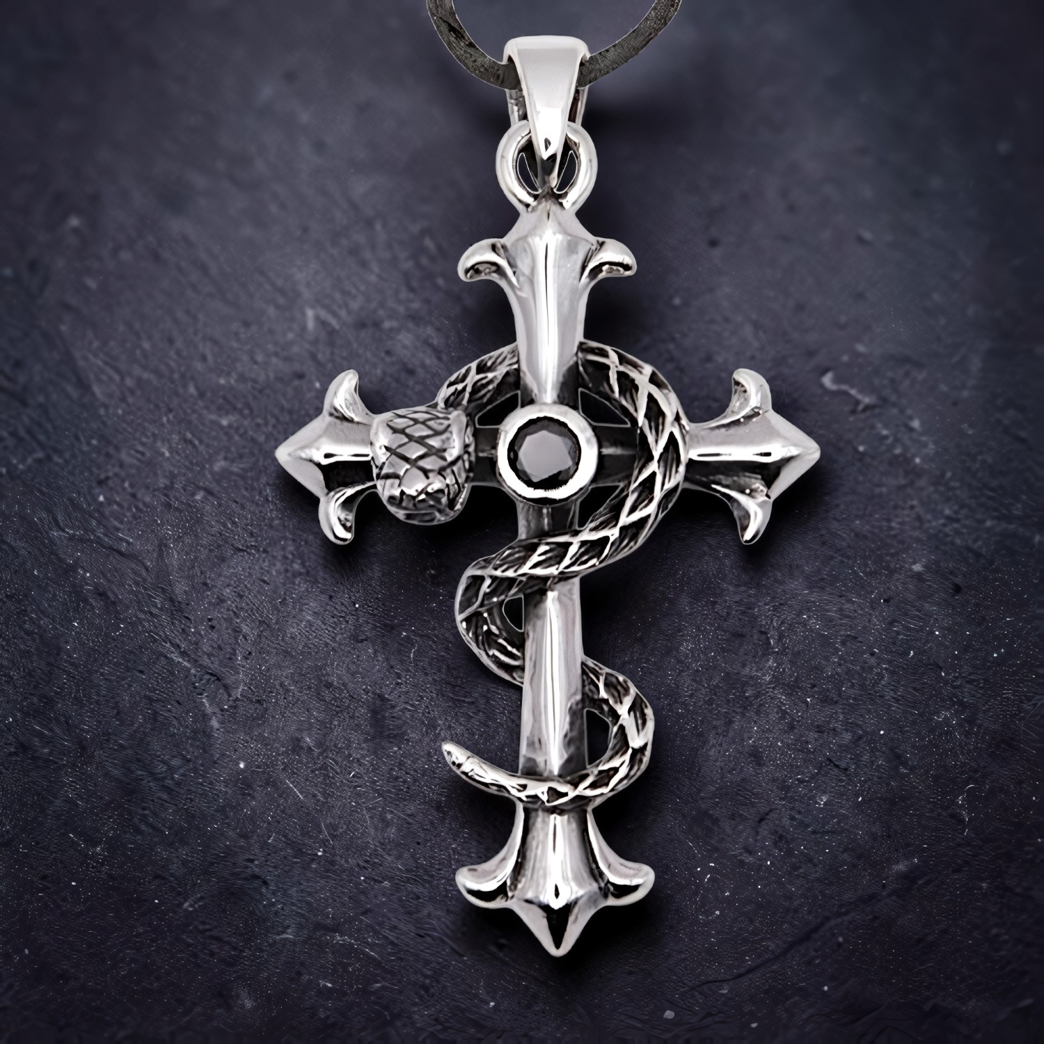 Anhänger Schlangenkreuz Edelstahl