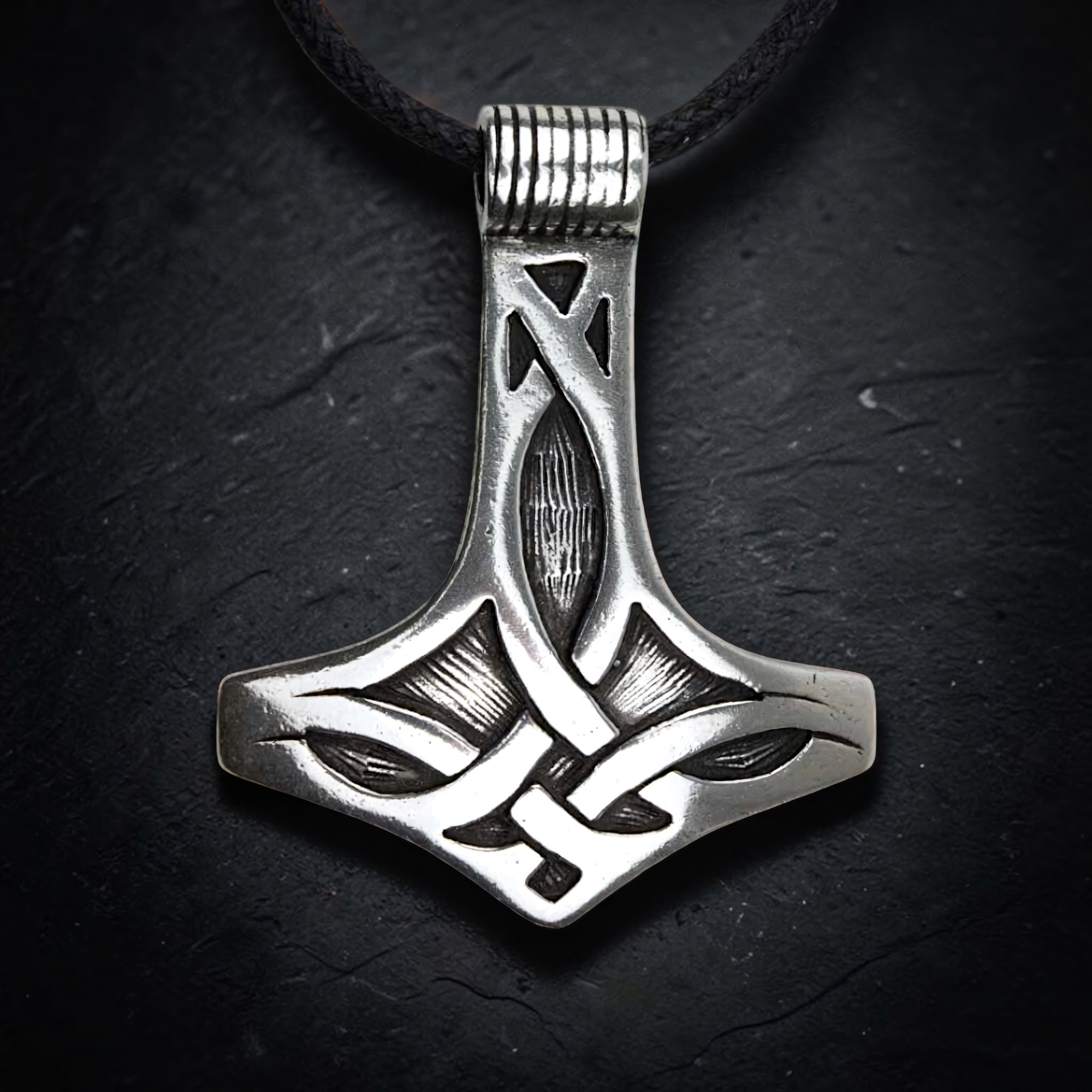 Thors Hammer Anhänger mit keltischen Knoten Silber 925