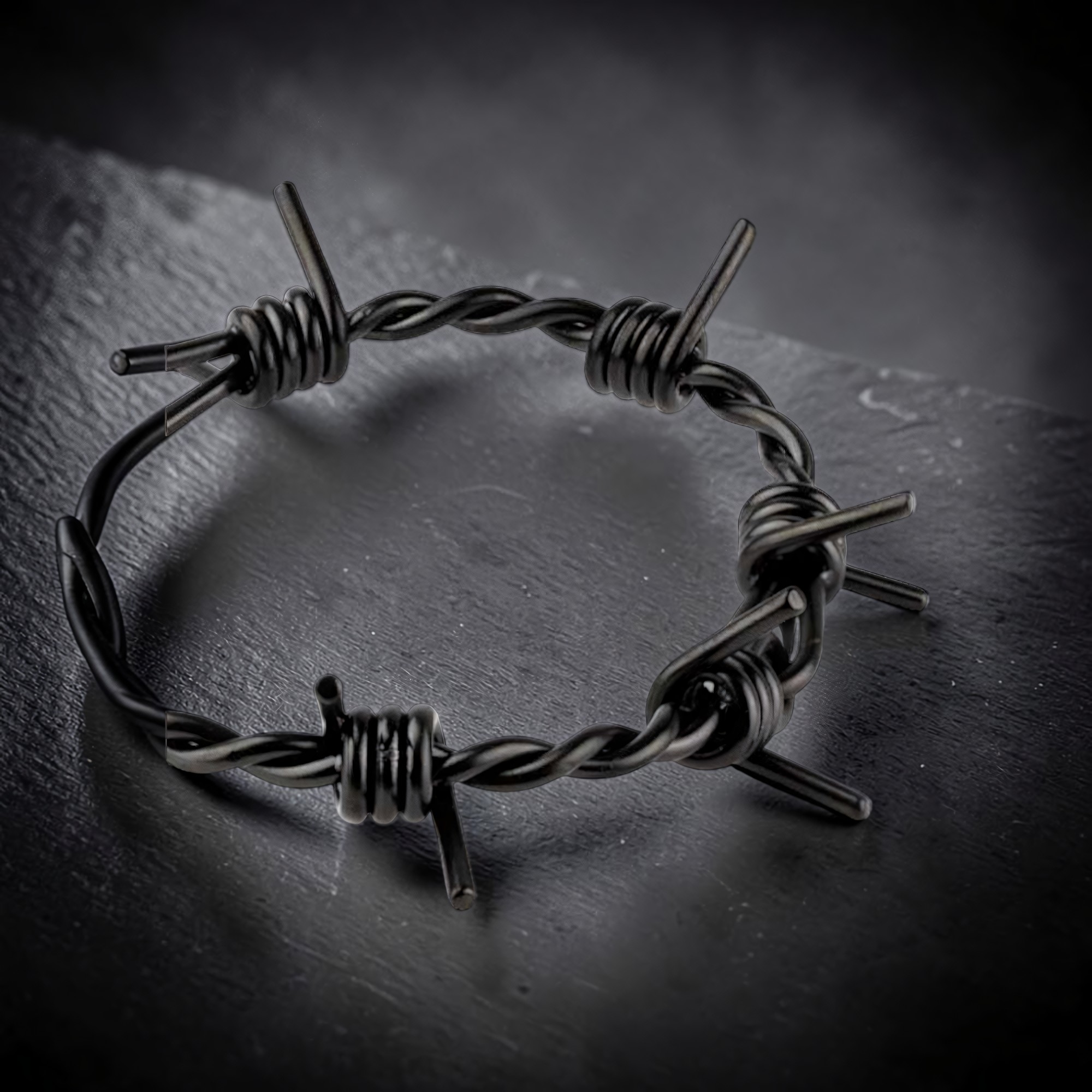 Stacheldraht Armband Schwarz Edelstahl Länge 17 cm + 5 cm Verlängerungskette
