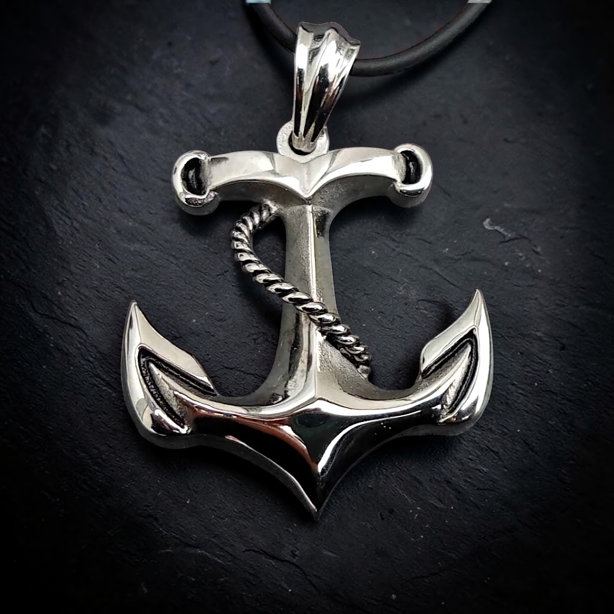 Großer Anker Anhänger mit Tau Edelstahl Maritimer Schmuck