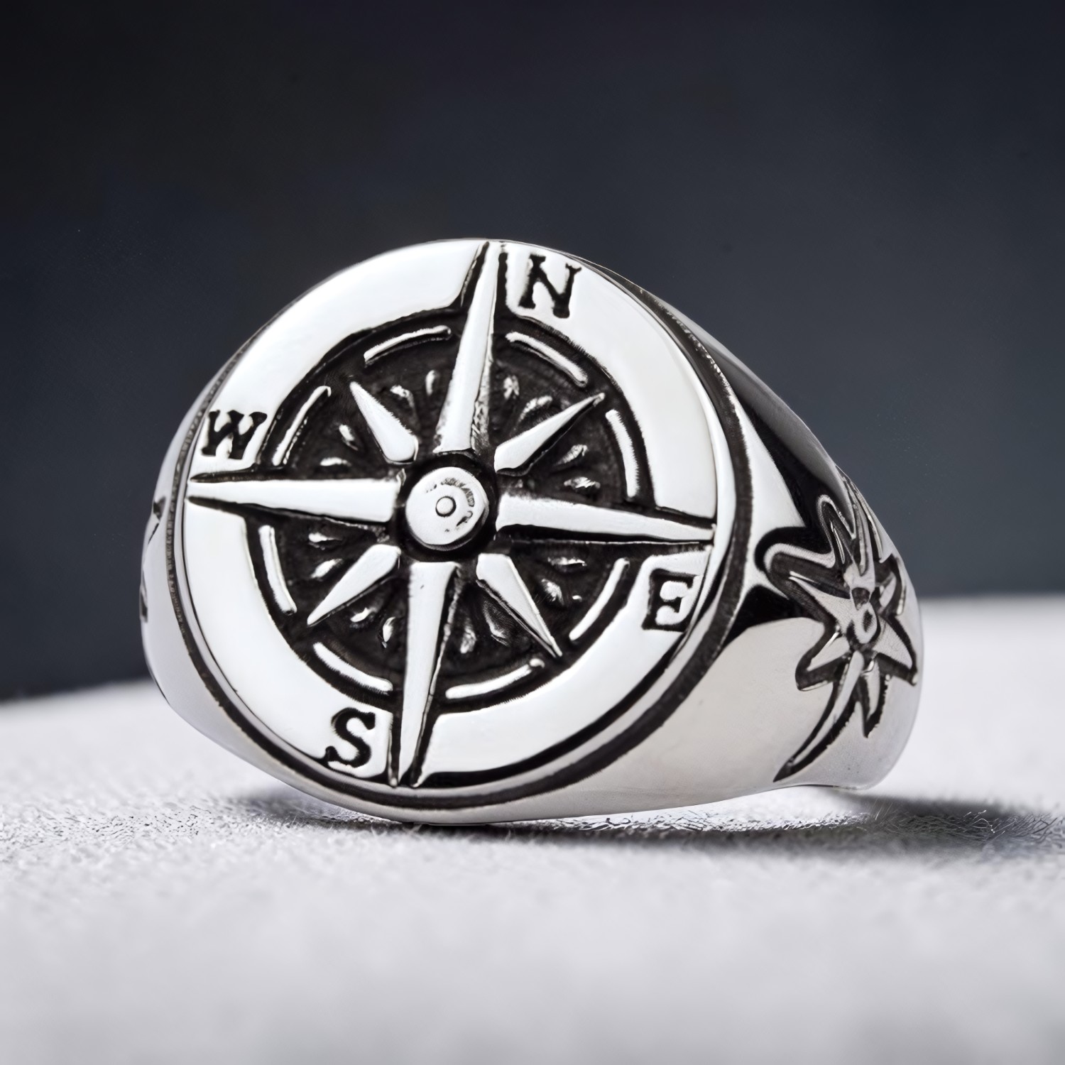 Ring Nautical Star aus Edelstahl – Toms-Silver Schmuck
