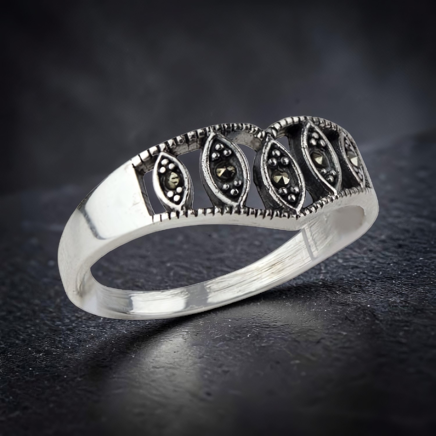 Ring Marcasite Tiara aus 925 Silber – Toms-Silver Schmuck