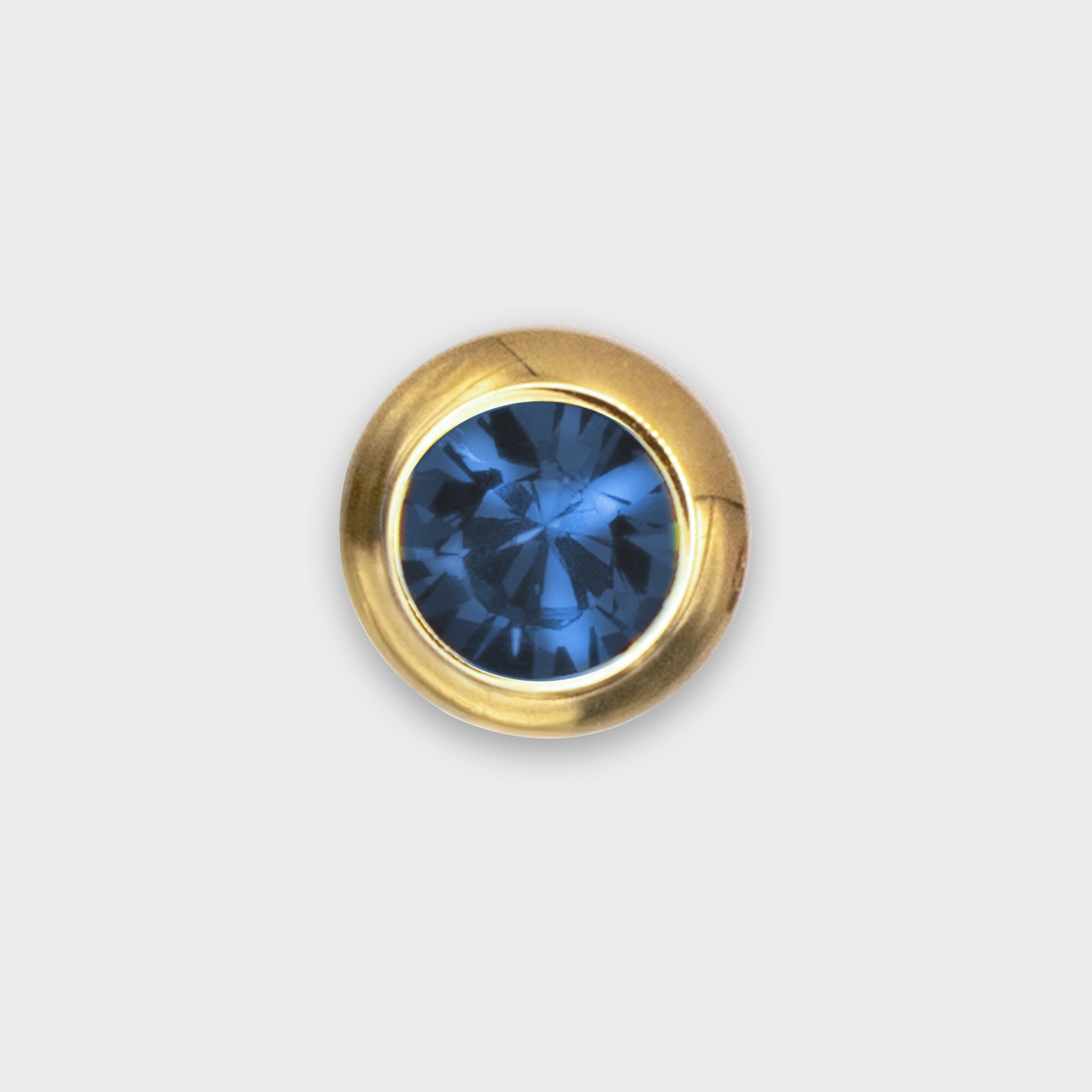 Wechselaufsatz mit saphirblauem Kristallglas in polierter goldfarbener Fassung