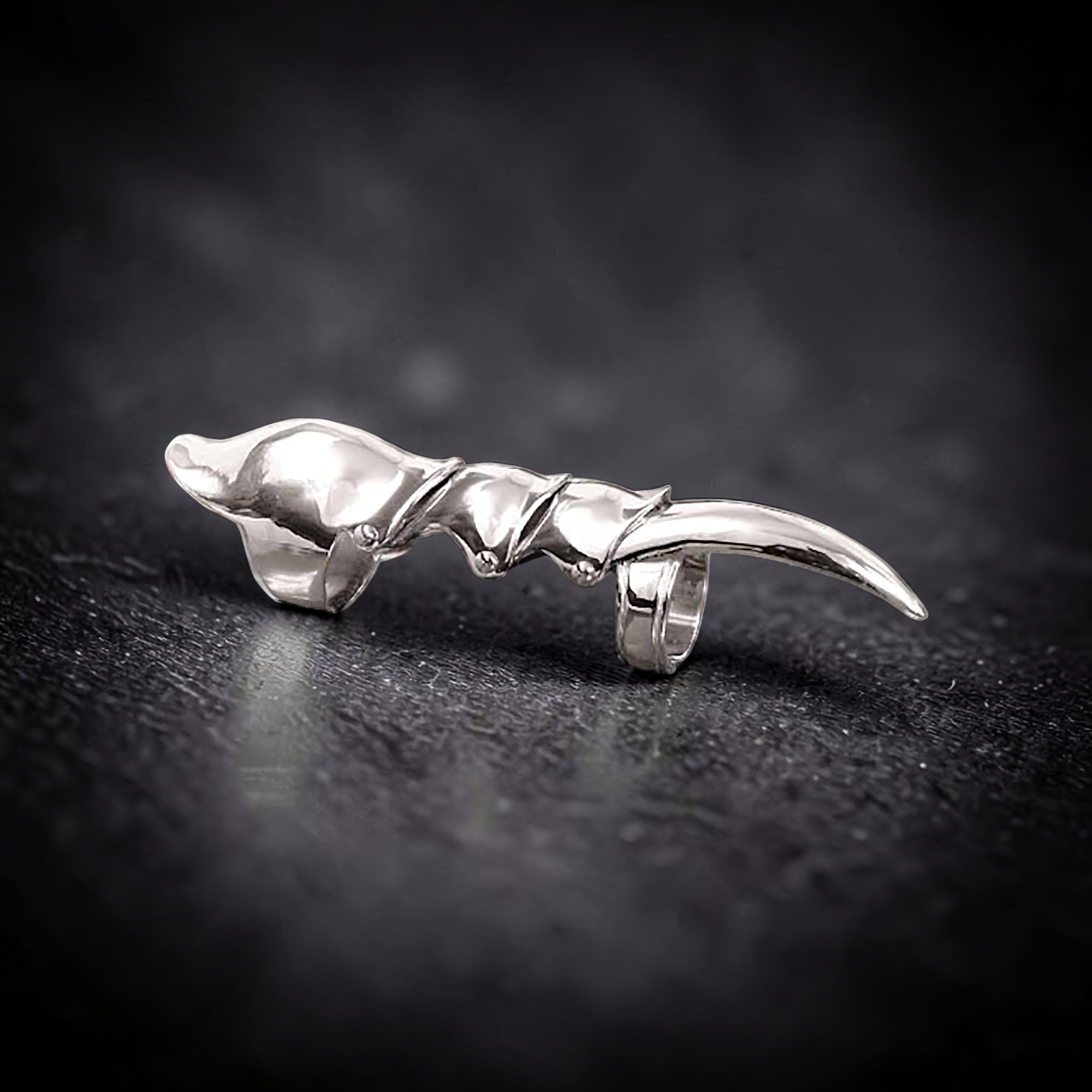 Gothic Long Finger Ring Full Gelenkring Gliederring Edelstahl