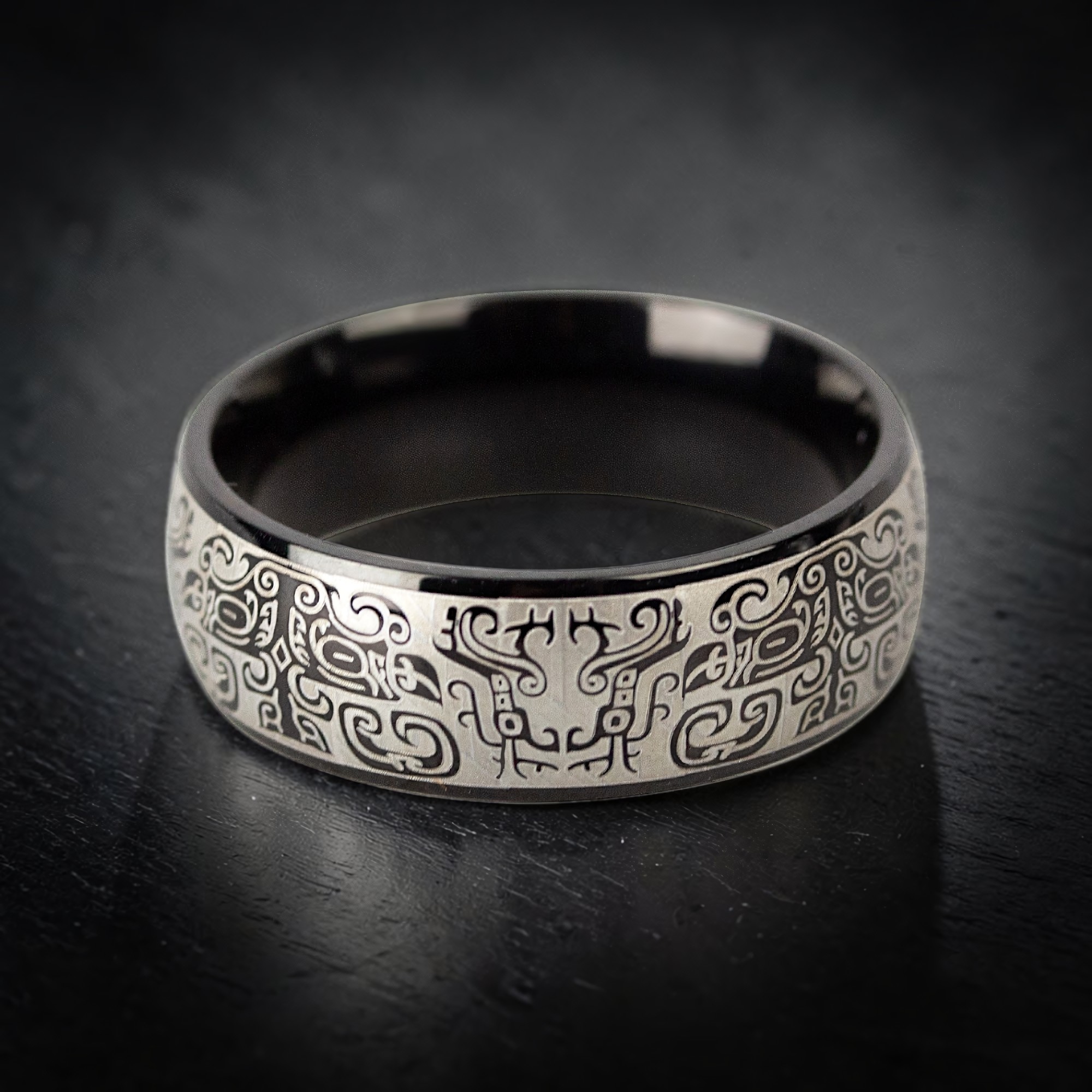 Ring Black Graffiti aus Edelstahl – Toms-Silver Schmuck