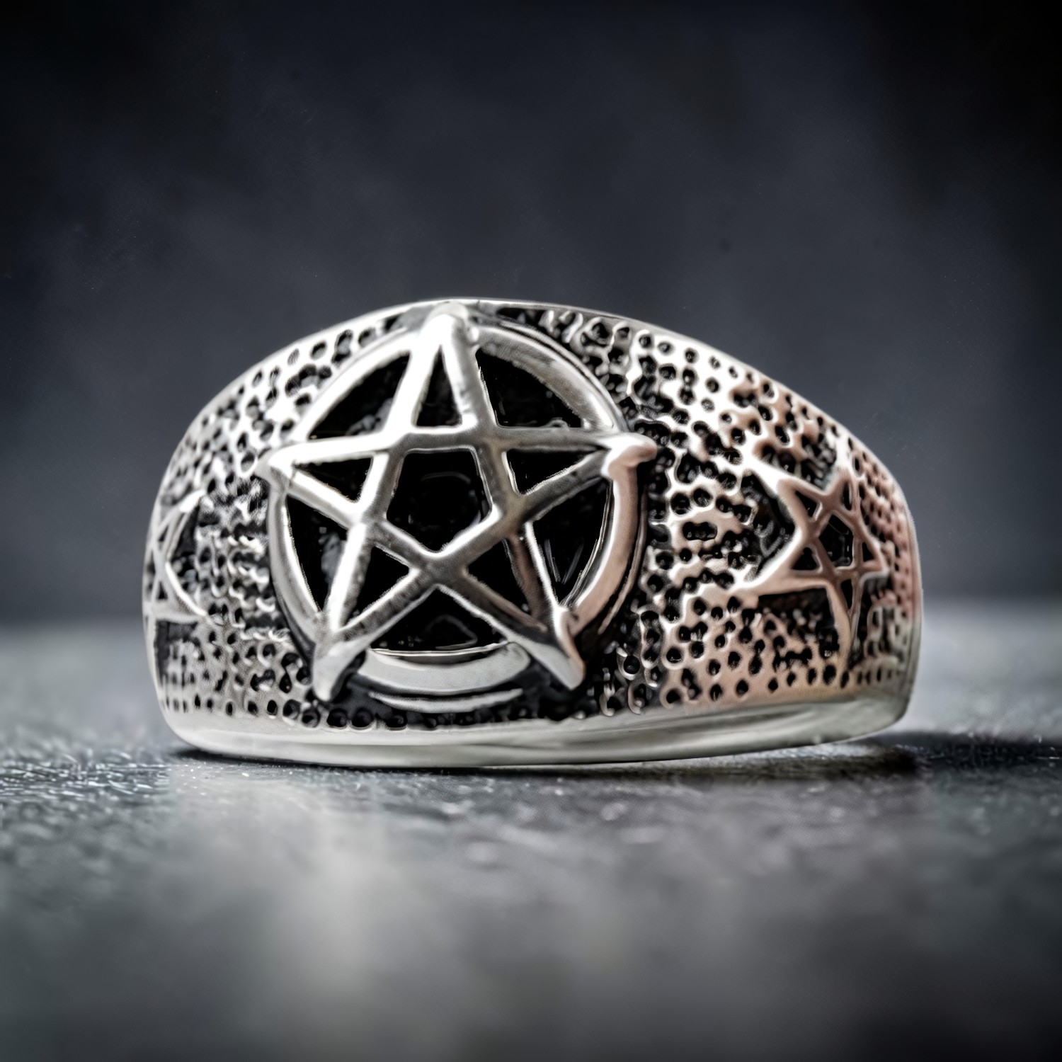 Ring Pentagramm aus Edelstahl – Toms-Silver Schmuck