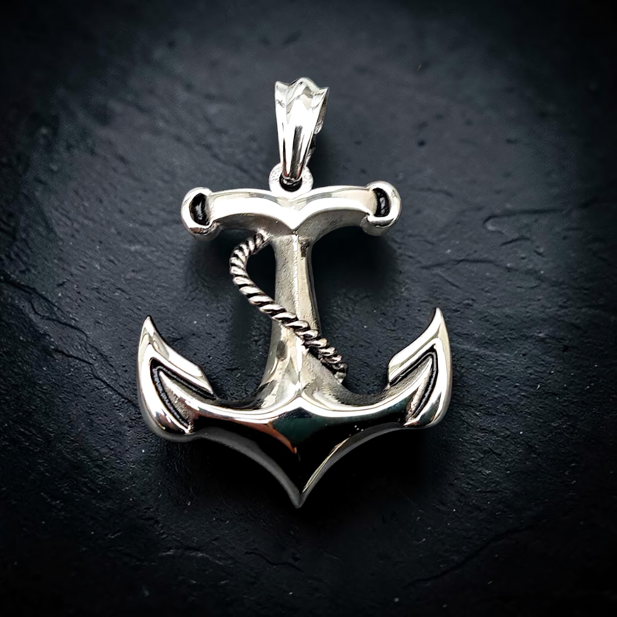 Großer Anker Anhänger mit Tau Edelstahl Maritimer Schmuck