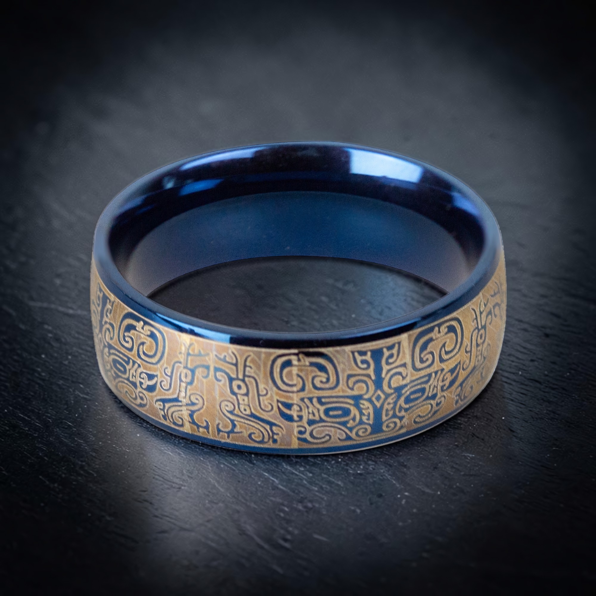 Ring Blue Graffiti aus Edelstahl – Toms-Silver Schmuck