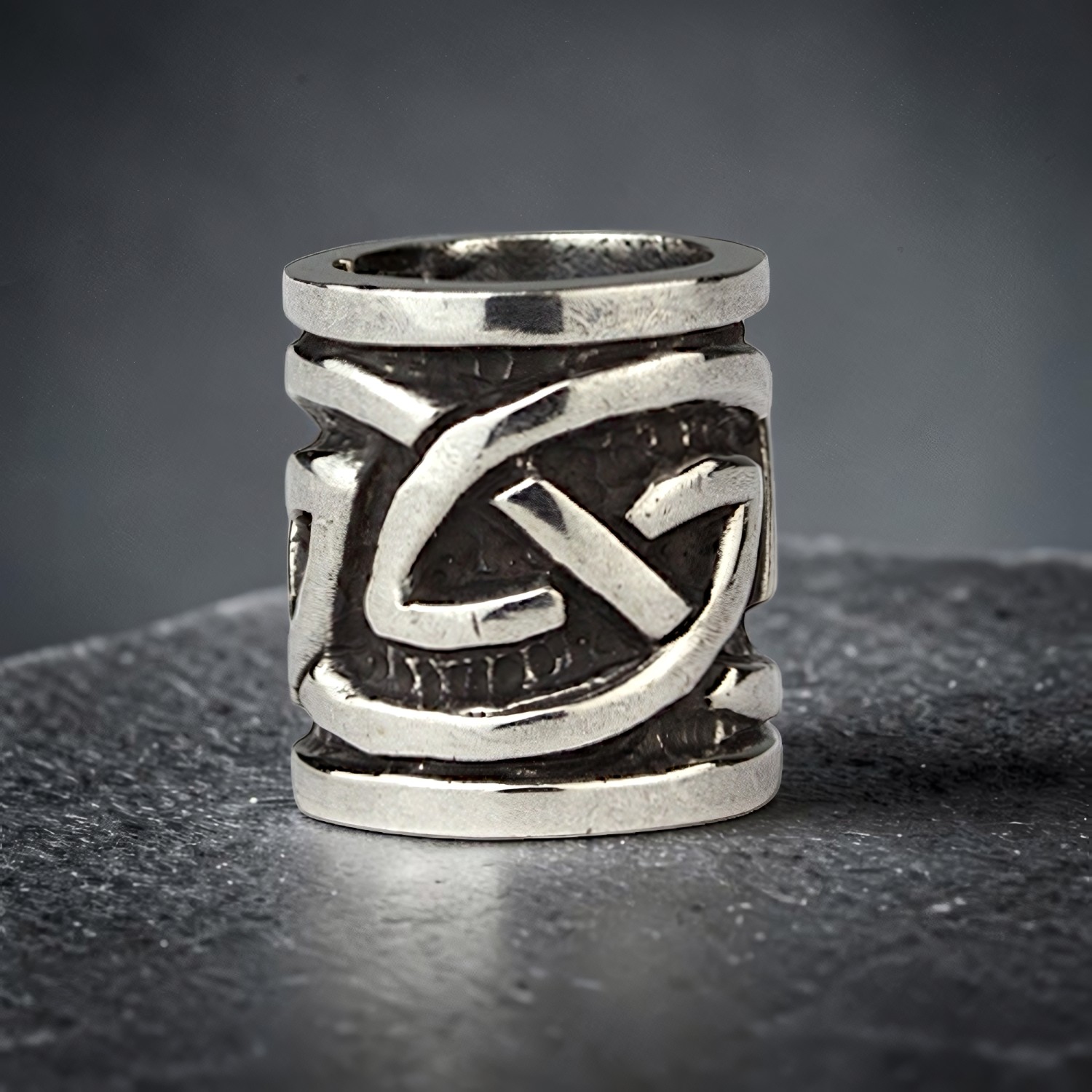 Bartperle aus 925 Sterling Silber mit breitem, umlaufendem Knotenband