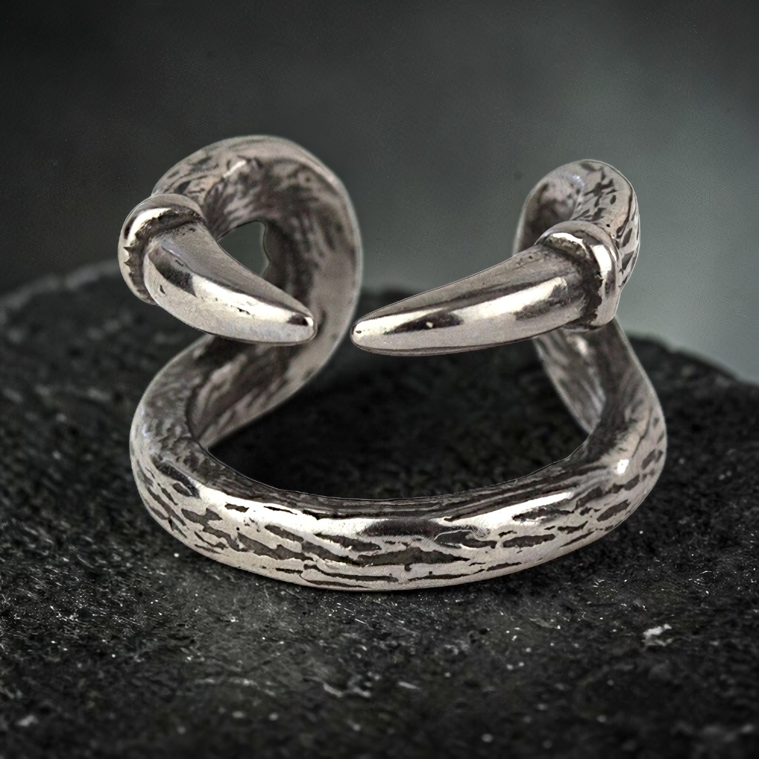 Ohrklemme aus Edelstahl mit zwei Klauen, die über die Kante des Rings greifen