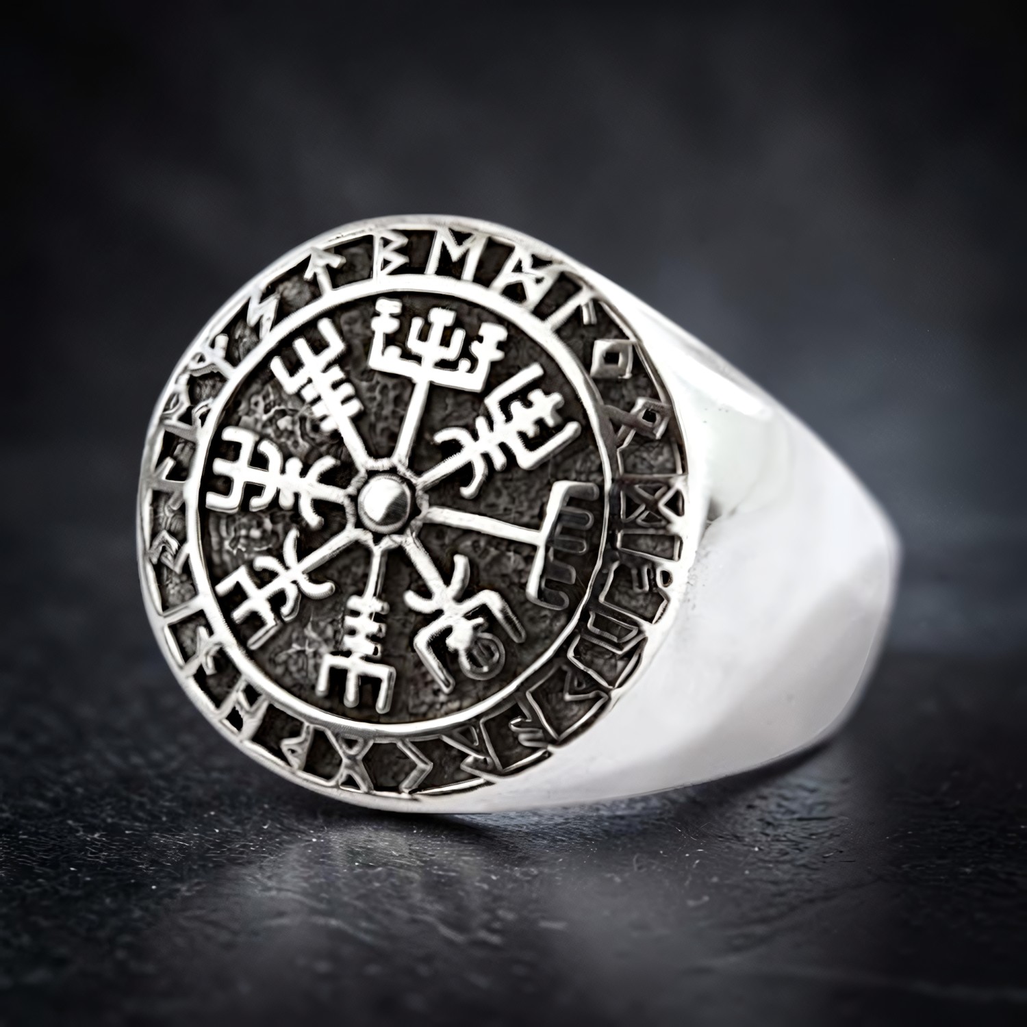 Ring Wikinger Kompass aus Edelstahl – Toms-Silver Schmuck