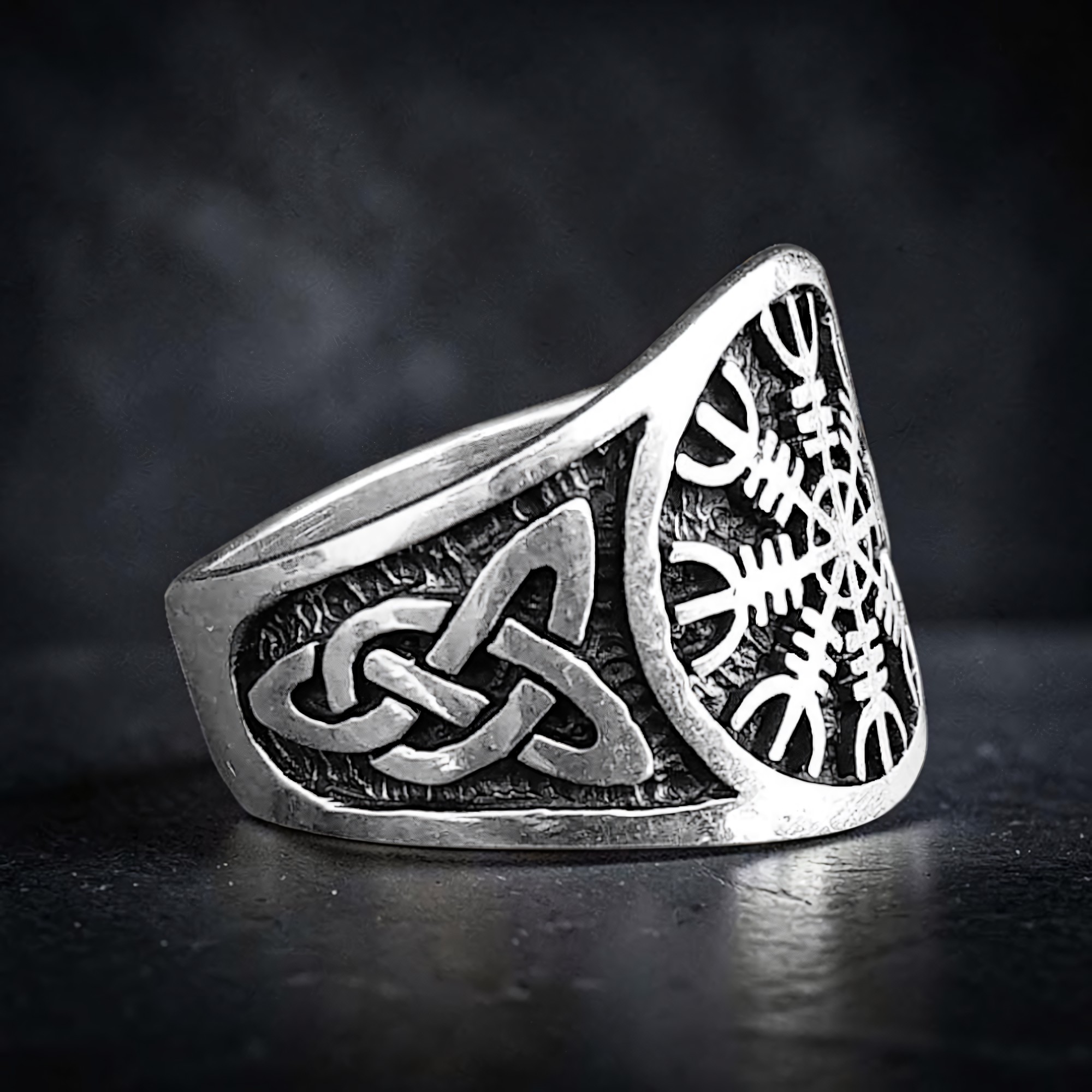 Helm der Ehrfurcht Ring 925 Silber isländich Aegishjalmur Elhaz-Rune