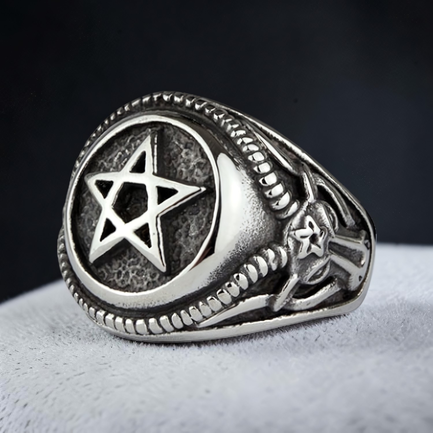 Ring Big Pentagram aus Edelstahl – Toms-Silver Schmuck
