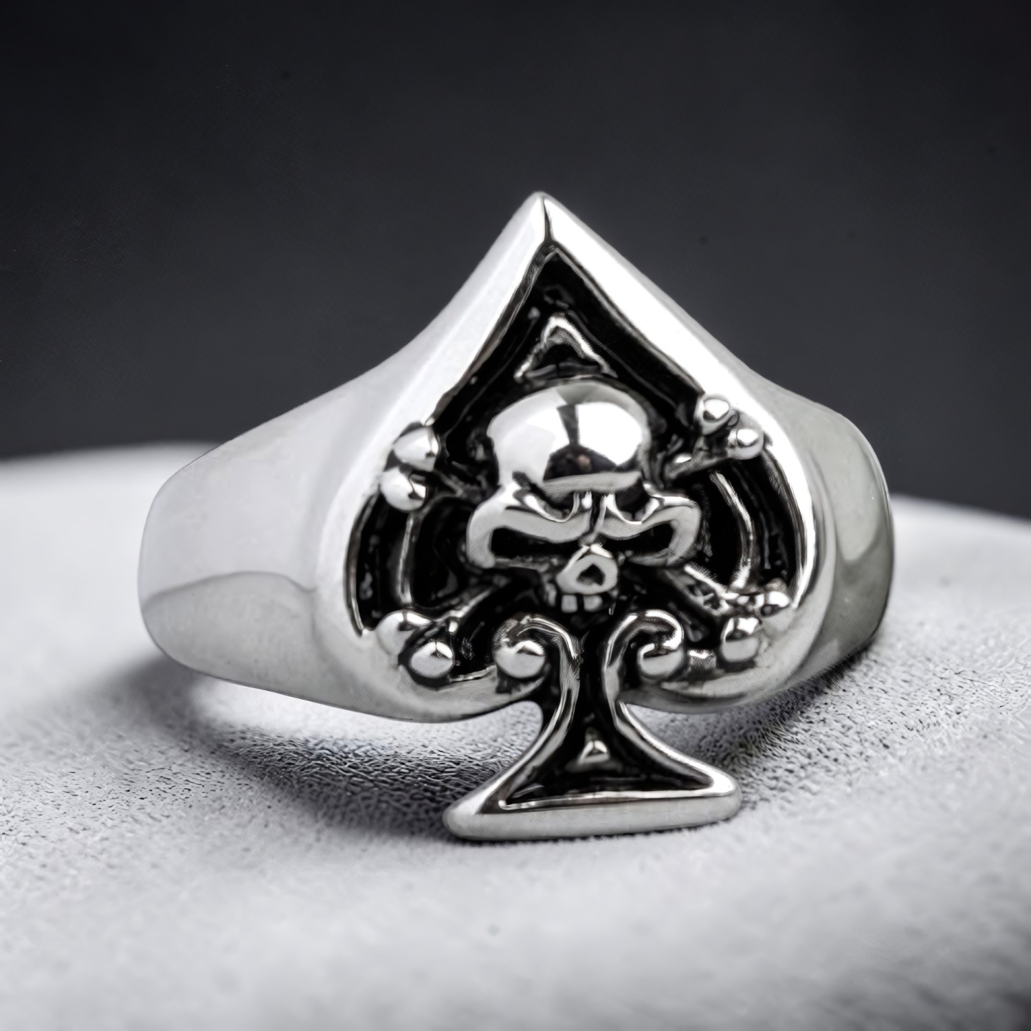 Ring Ace of Spades Skull aus Edelstahl – Toms-Silver Schmuck