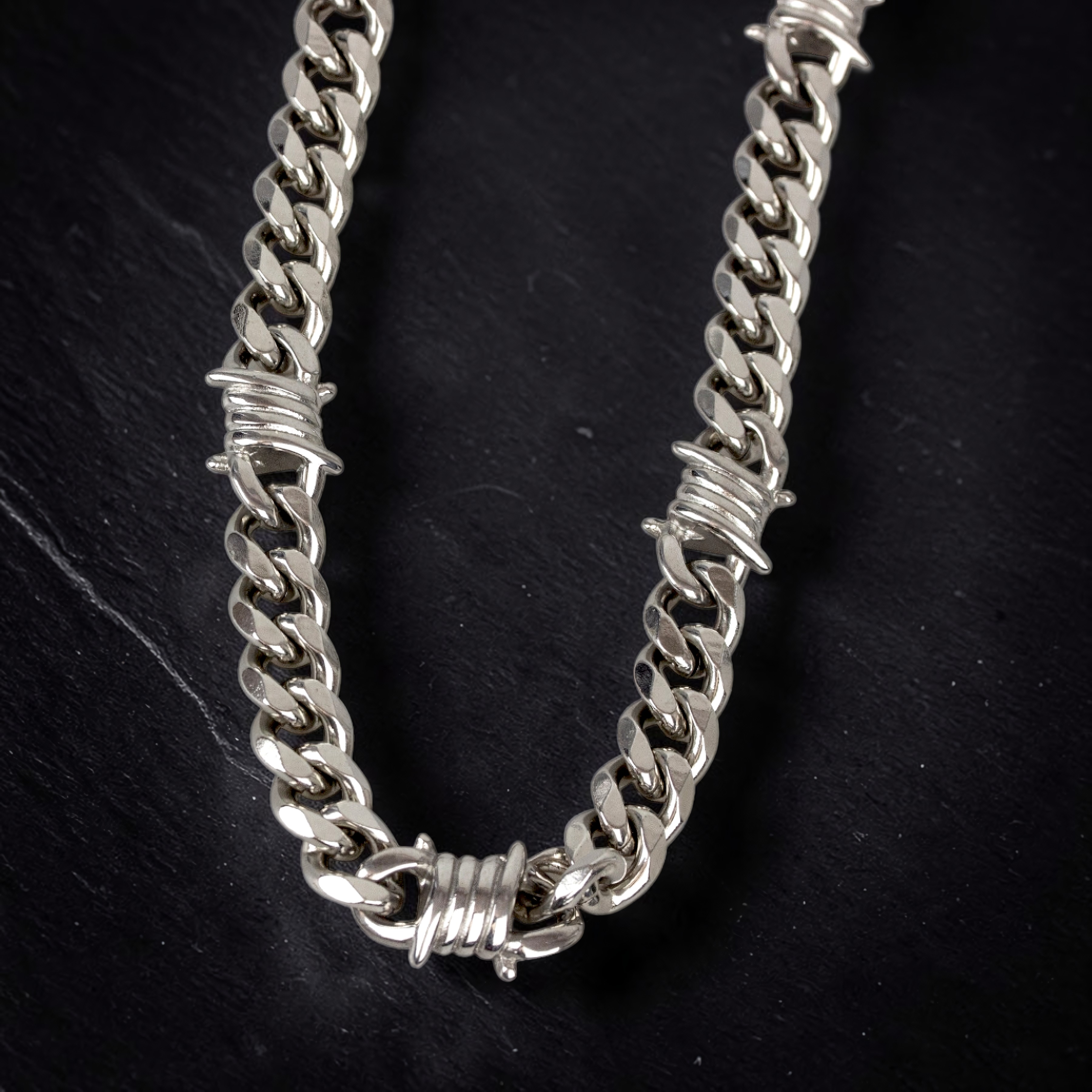 Edelstahlkette Panzerkette mit Stacheldraht 10 mm