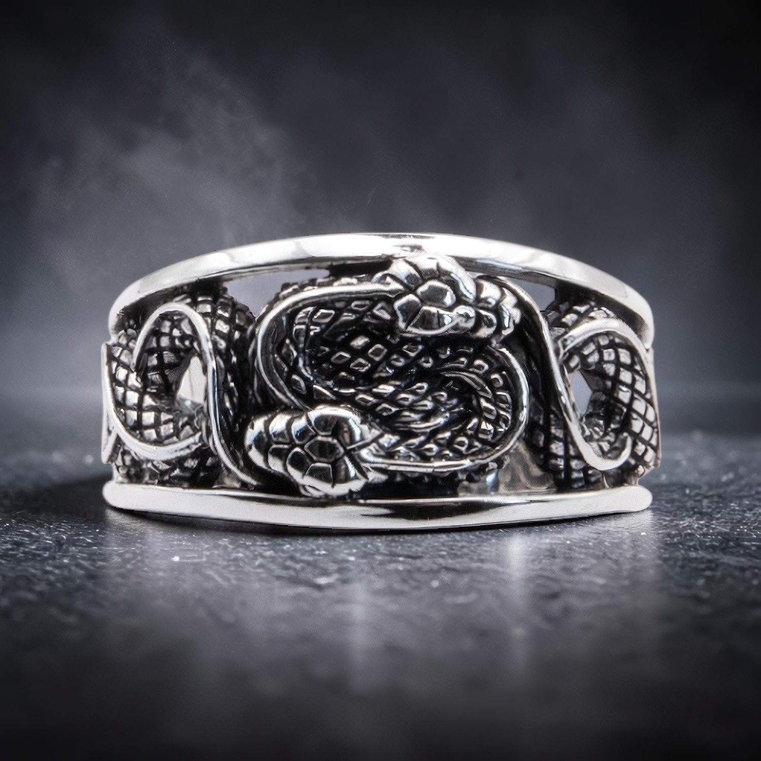 Ring Doppelschlange aus 925 Silber – Toms-Silver Schmuck