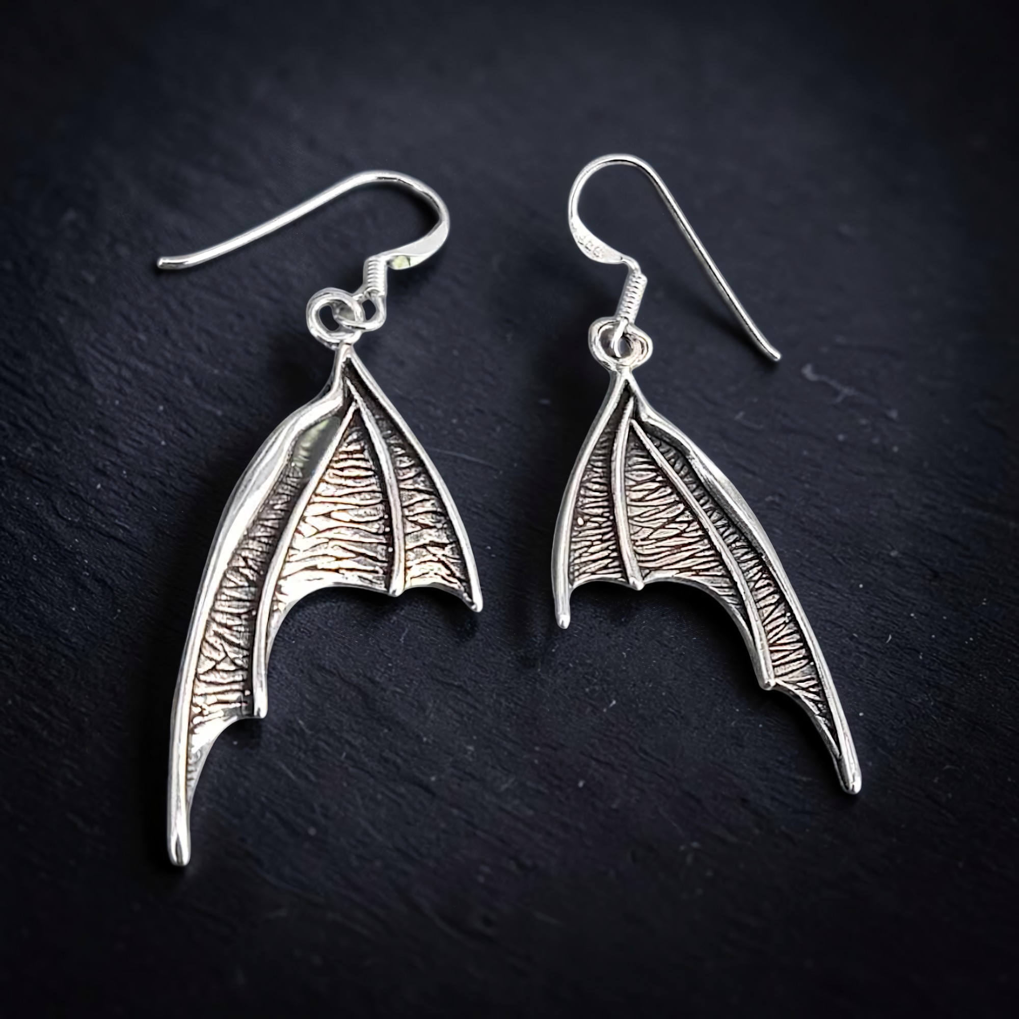 Fledermaus Ohrringe Flügel 925 Silber Ohrhänger Fledermausflügel Gothic