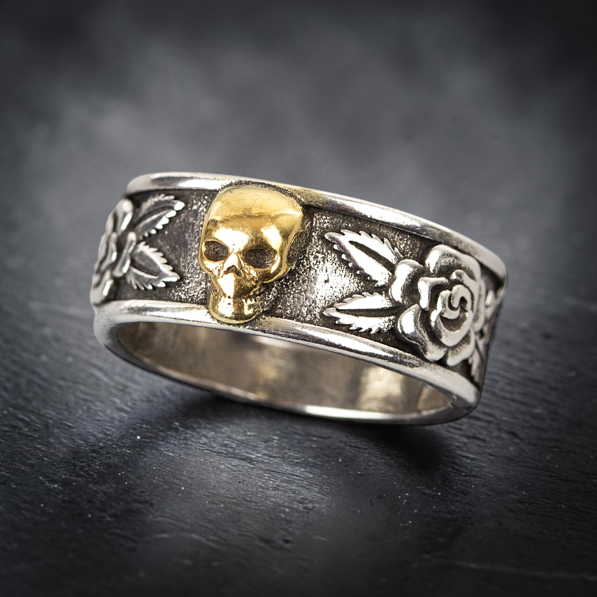 Ring Skull an' Roses aus Edelstahl – Toms-Silver Schmuck