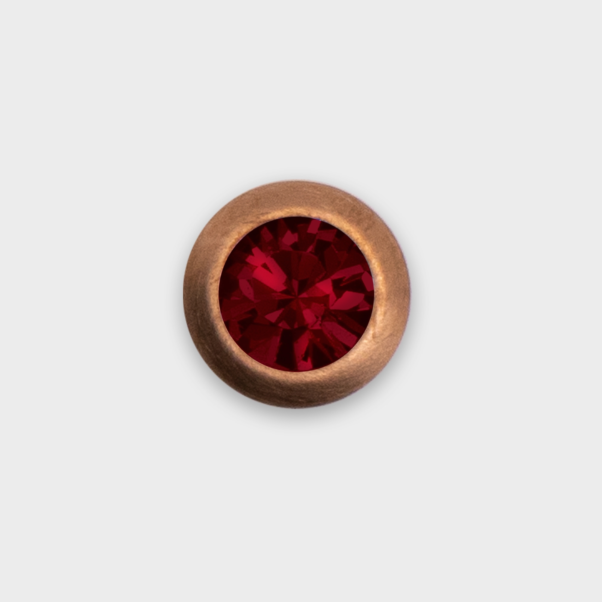 Wechselaufsatz mit rubinrotem Kristallglas in mattierter roségoldfarbener Fassung
