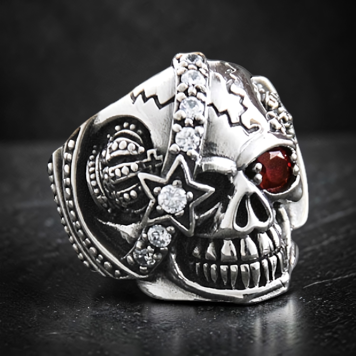 Ring Machine Skull 2 aus Edelstahl – Toms-Silver Schmuck