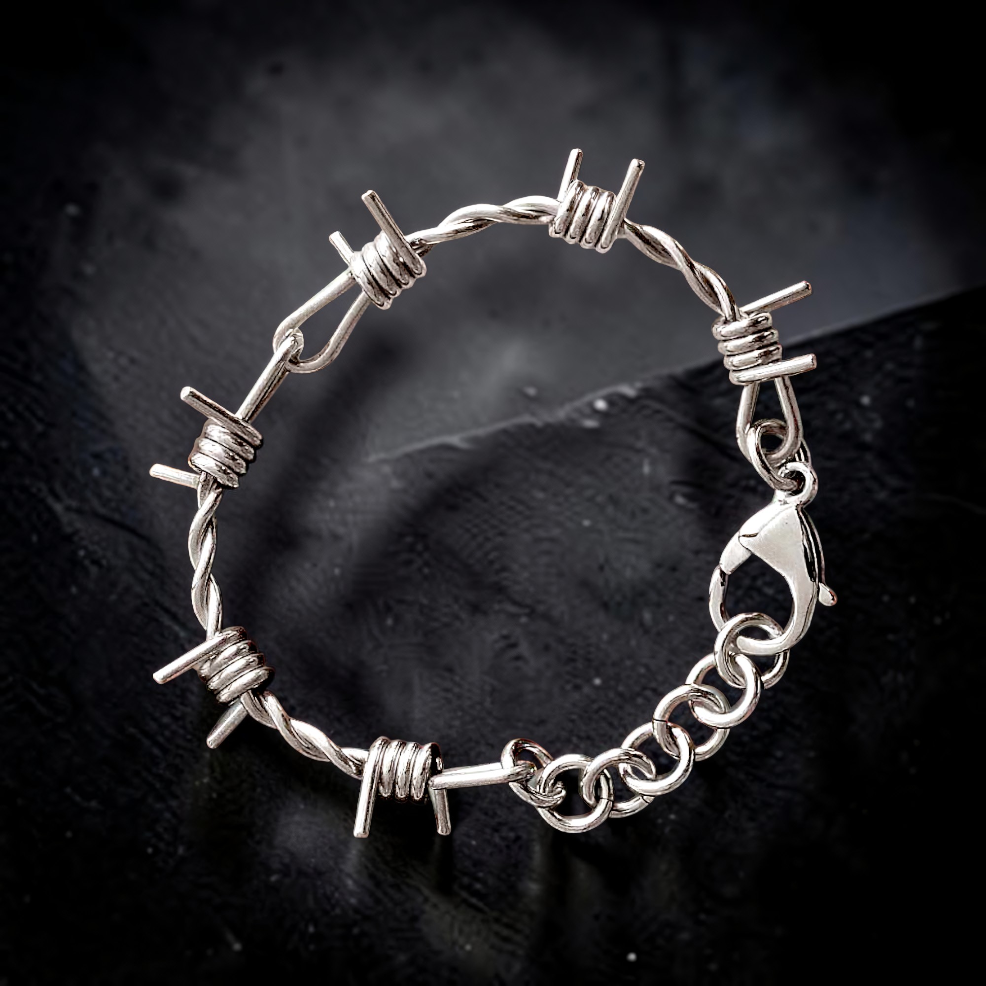 Stacheldraht Armband silber Edelstahl