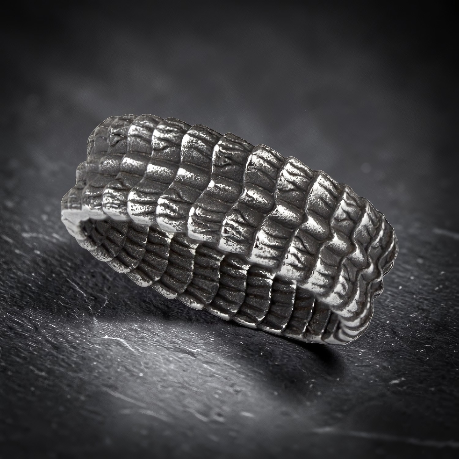 Ring Drachenhaut aus Edelstahl – Toms-Silver Schmuck