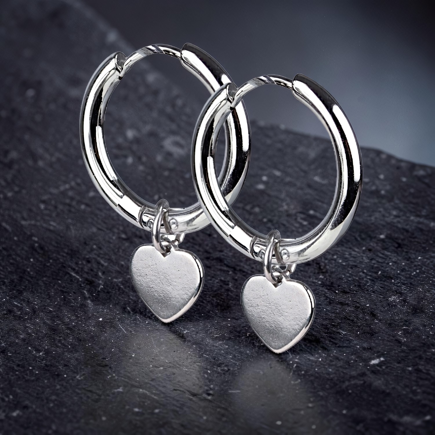 Edelstahl-Klappcreole Heart Hoop mit Stern