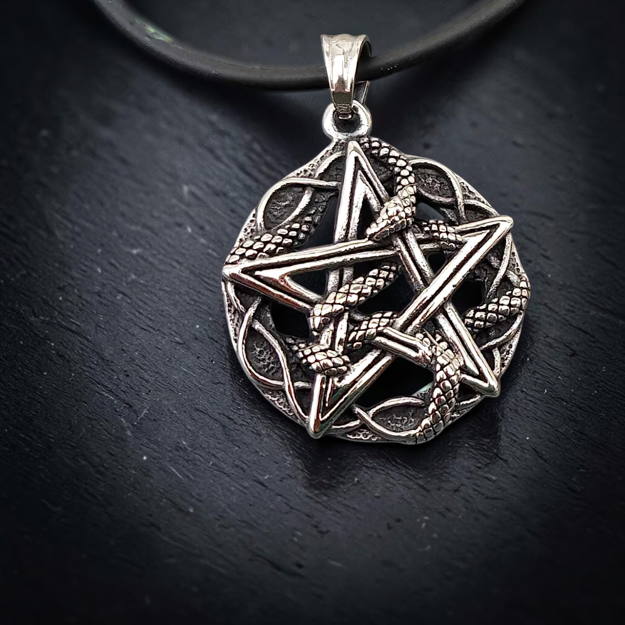 Anhänger Pentagramm mit Schlange Edelstahl Schlangen-Pentagramm