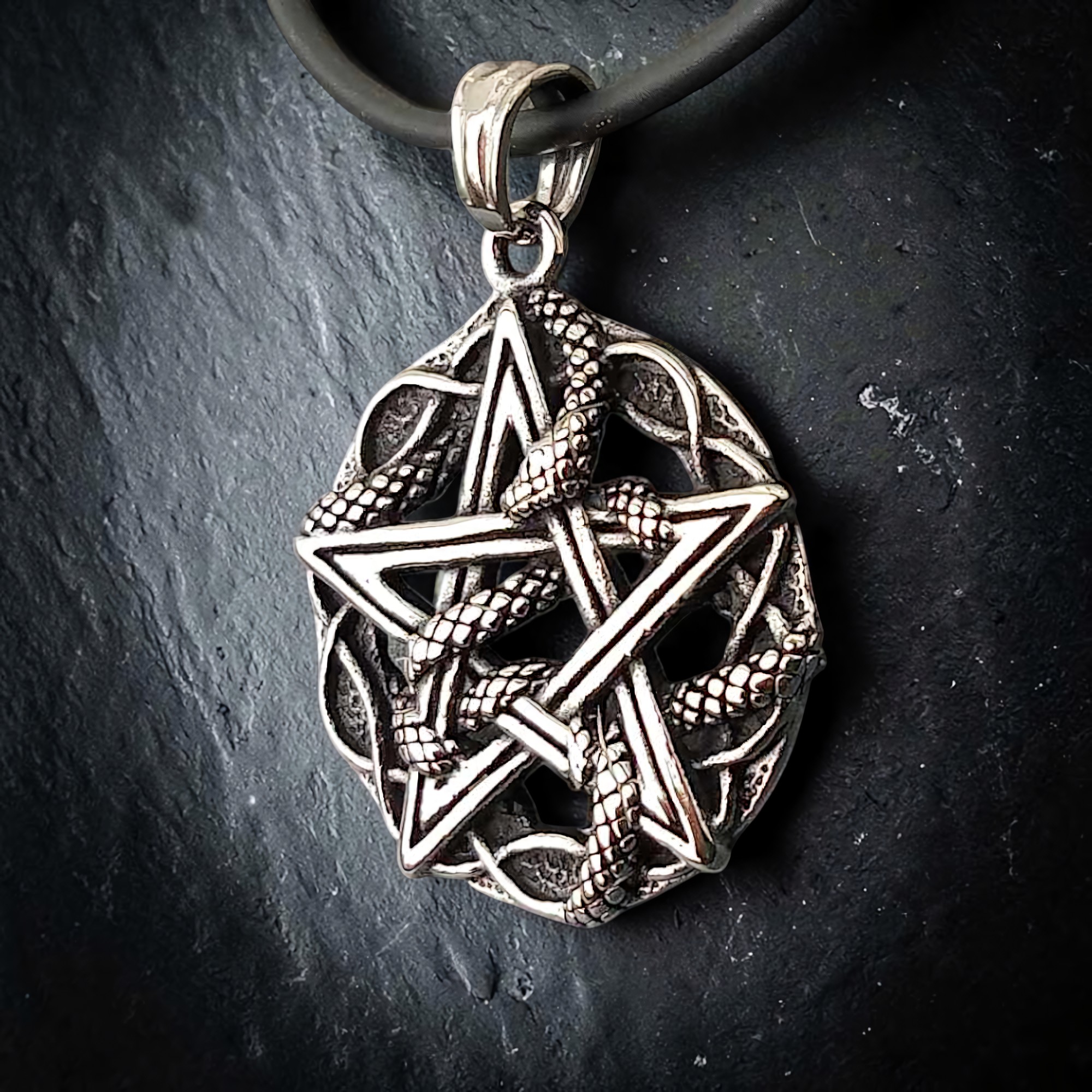 Schlangen-Pentagramm Anhänger silber aus Edelstahl