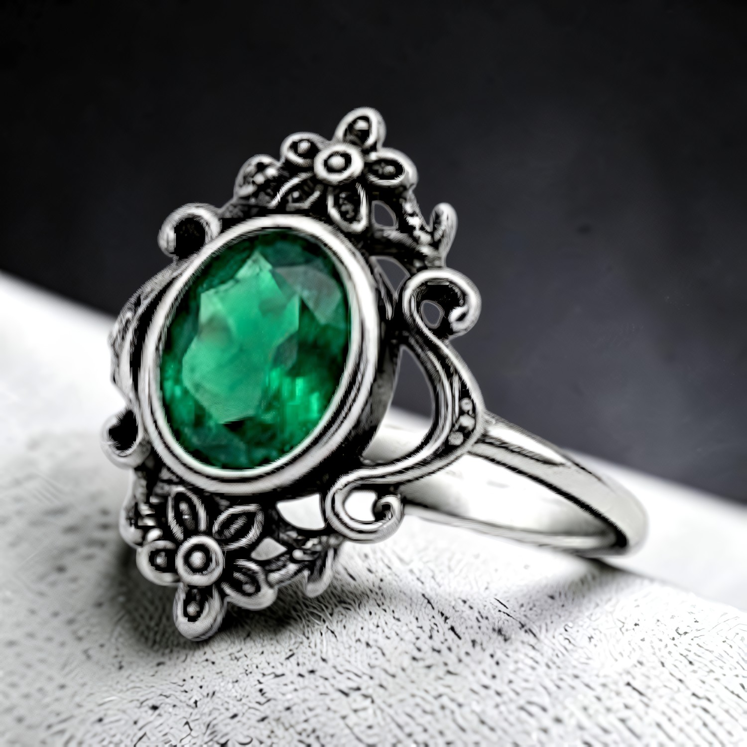 Ring Green Flowers aus Edelstahl – Toms-Silver Schmuck