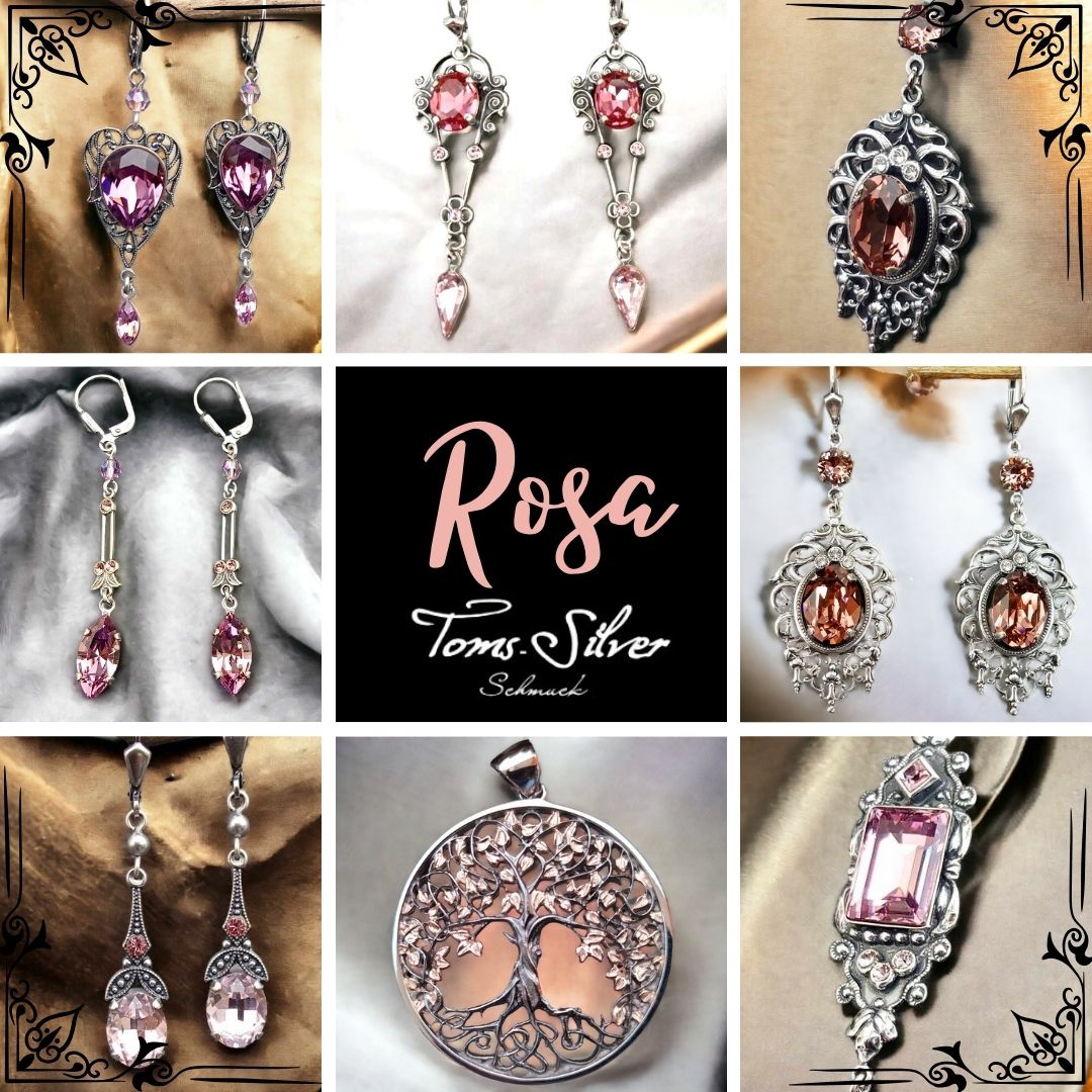 Rosa Schmuck Anhänger Ketten und Ohrringe