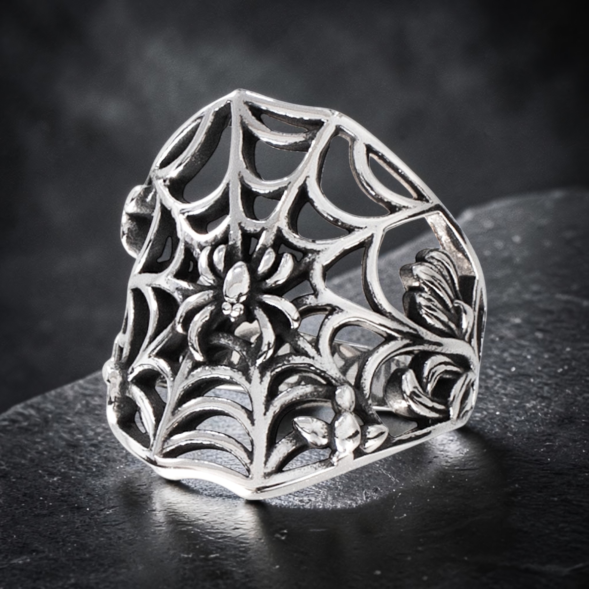 Ring Spinnennetz aus Edelstahl – Toms-Silver Schmuck