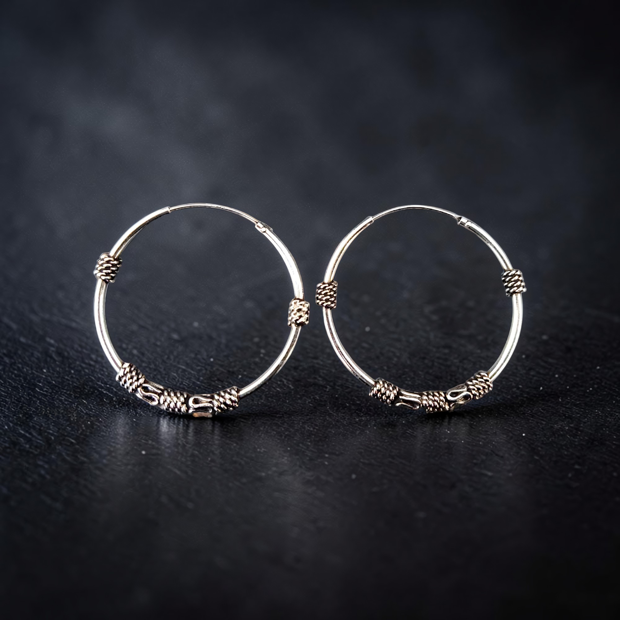 Ohrringe Bali Creolen 925 Silber ⌀ 3 cm