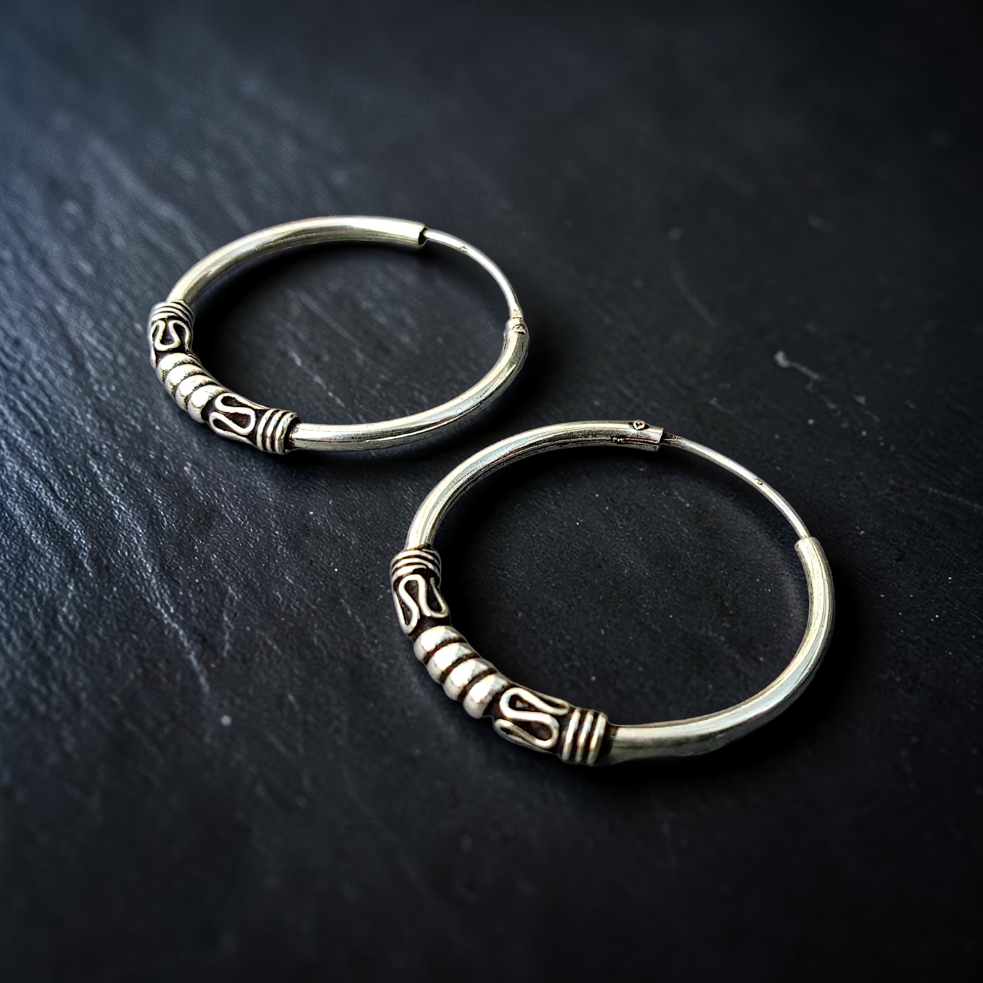 Ohrringe Bali Creolen aus 925 Sterling Silber