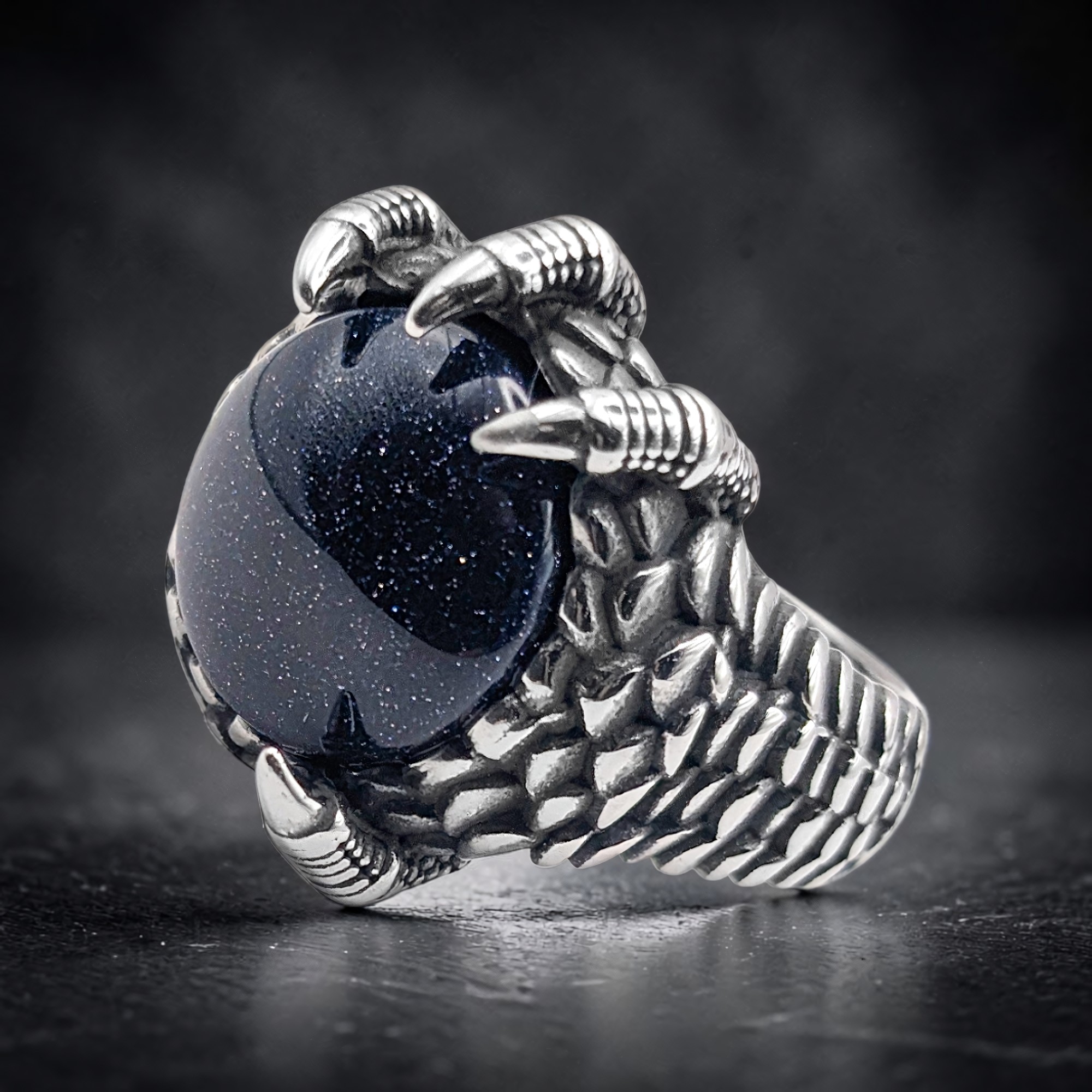 Ring Kristallklaue aus Edelstahl – Toms-Silver Schmuck
