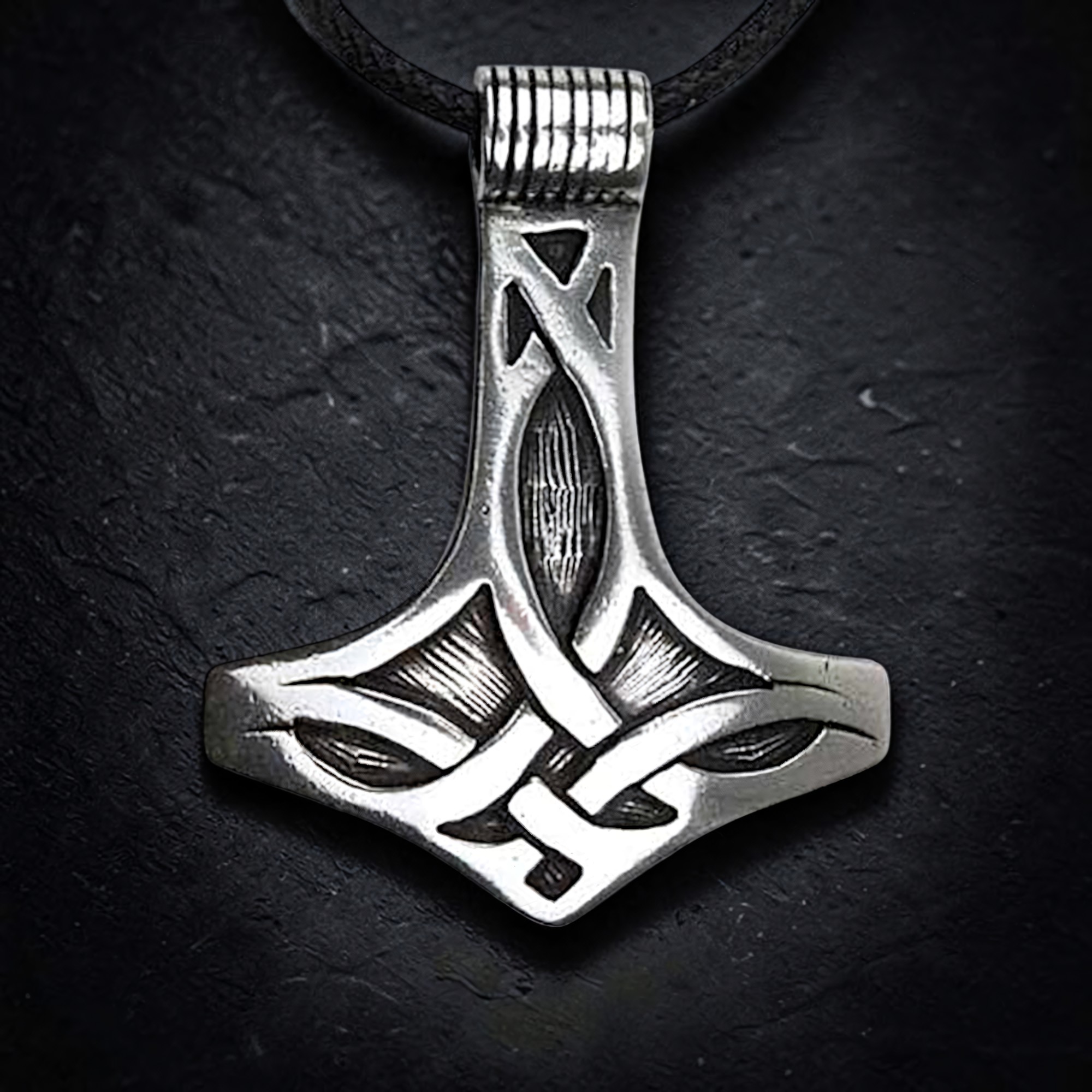 Thors Hammer Silber 925 Anhänger mit keltischen Knoten