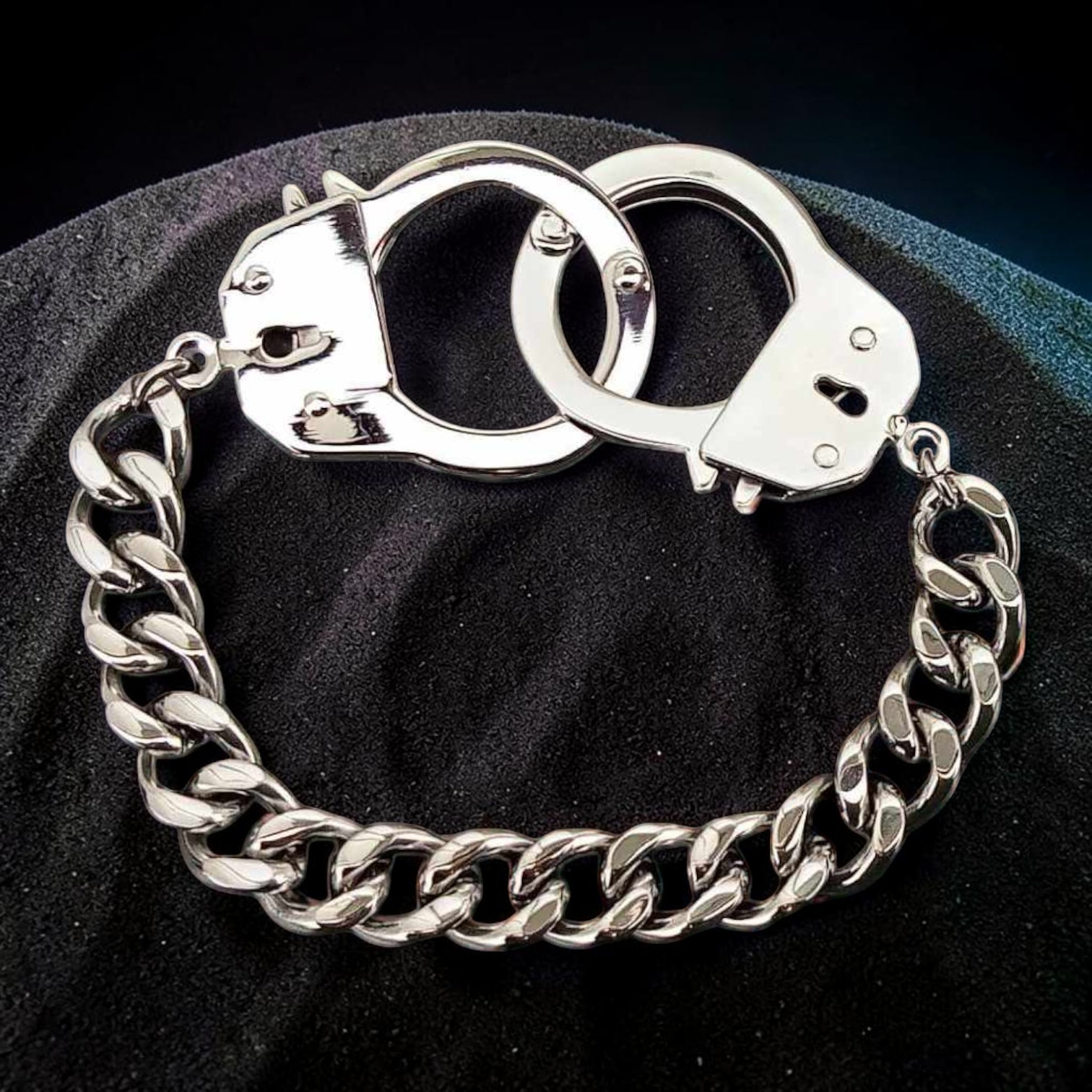 Handschellen Armband Panzerarmband silber aus Edelstahl