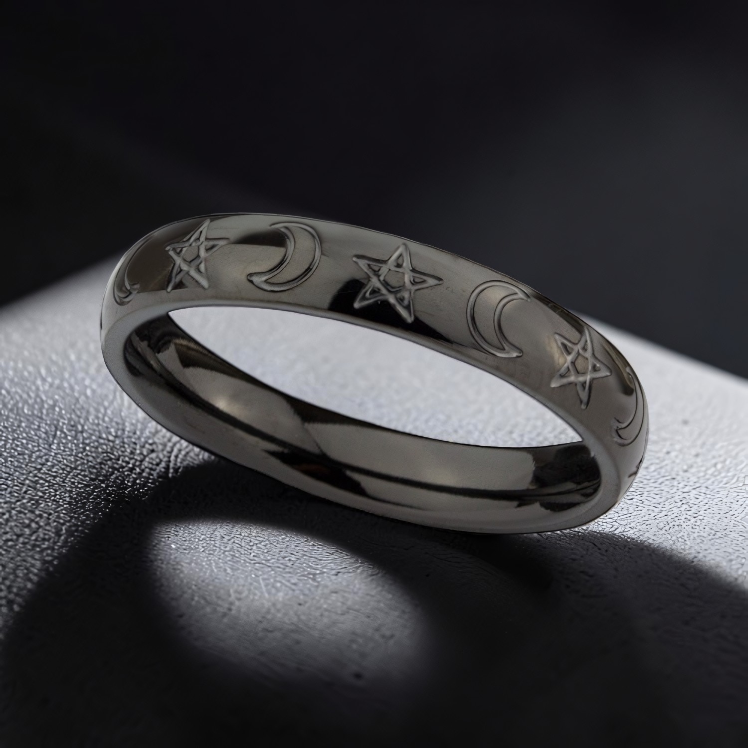 Ring Mond und Sterne aus Edelstahl – Toms-Silver Schmuck
