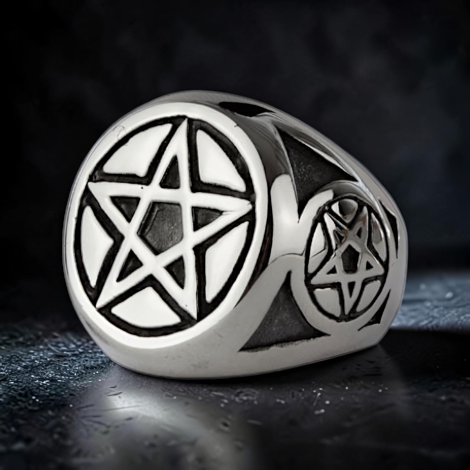 Ring Pentagramm aus Edelstahl – Toms-Silver Schmuck