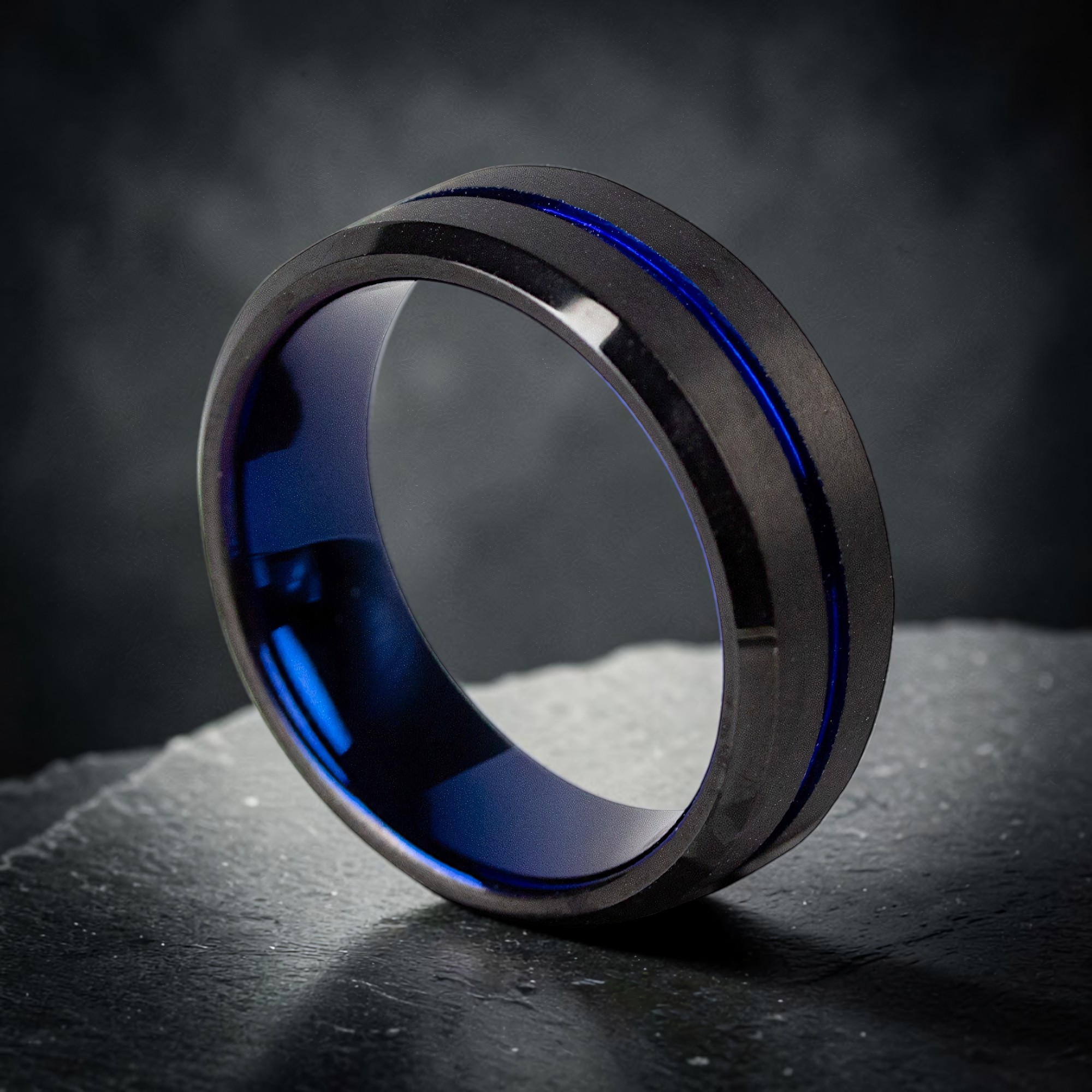 Ring Blue Line aus Wolfram – Toms-Silver Schmuck