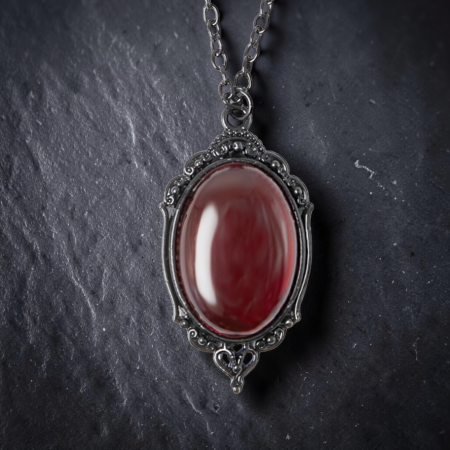 Edelstahlkette Red Crystal mit Beschichtung