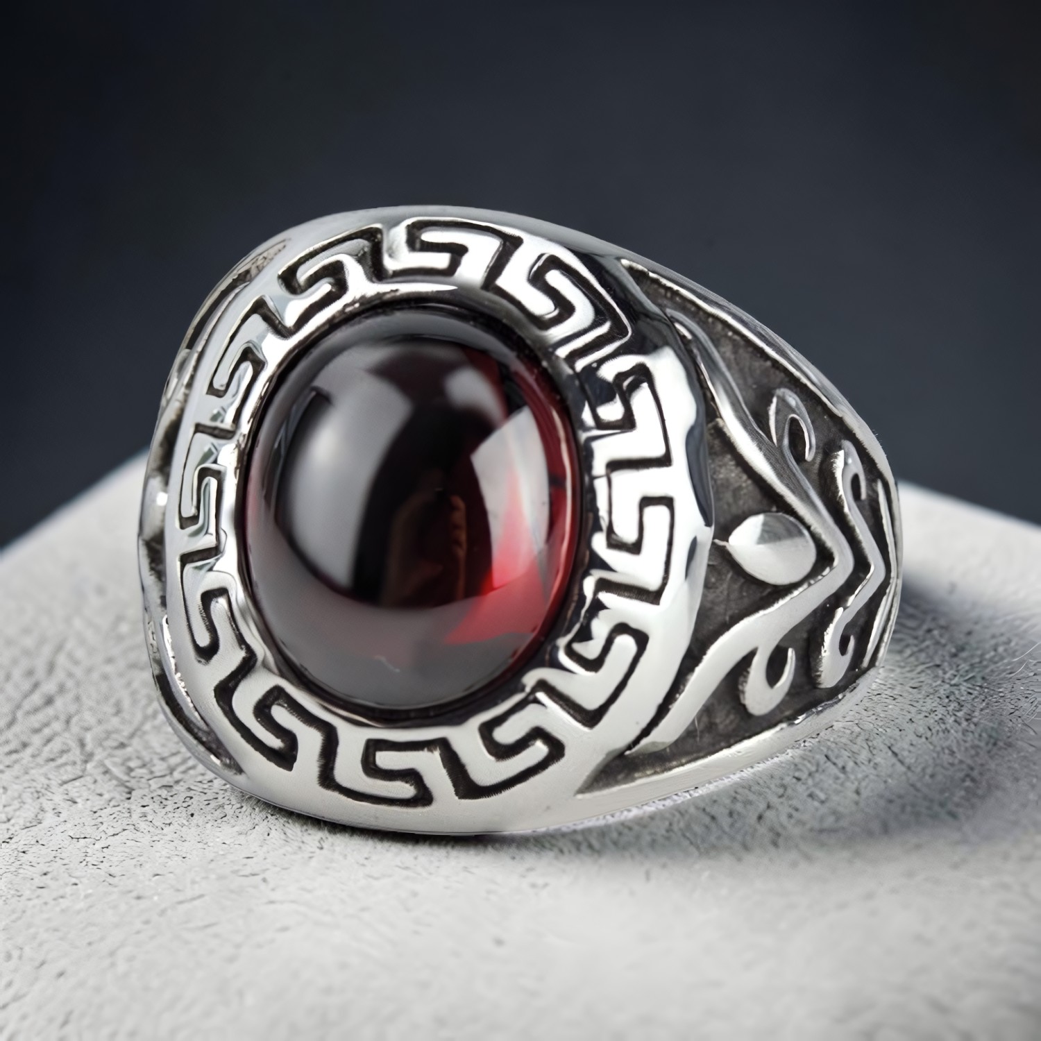 Ring Meander Crystal aus Edelstahl – Toms-Silver Schmuck