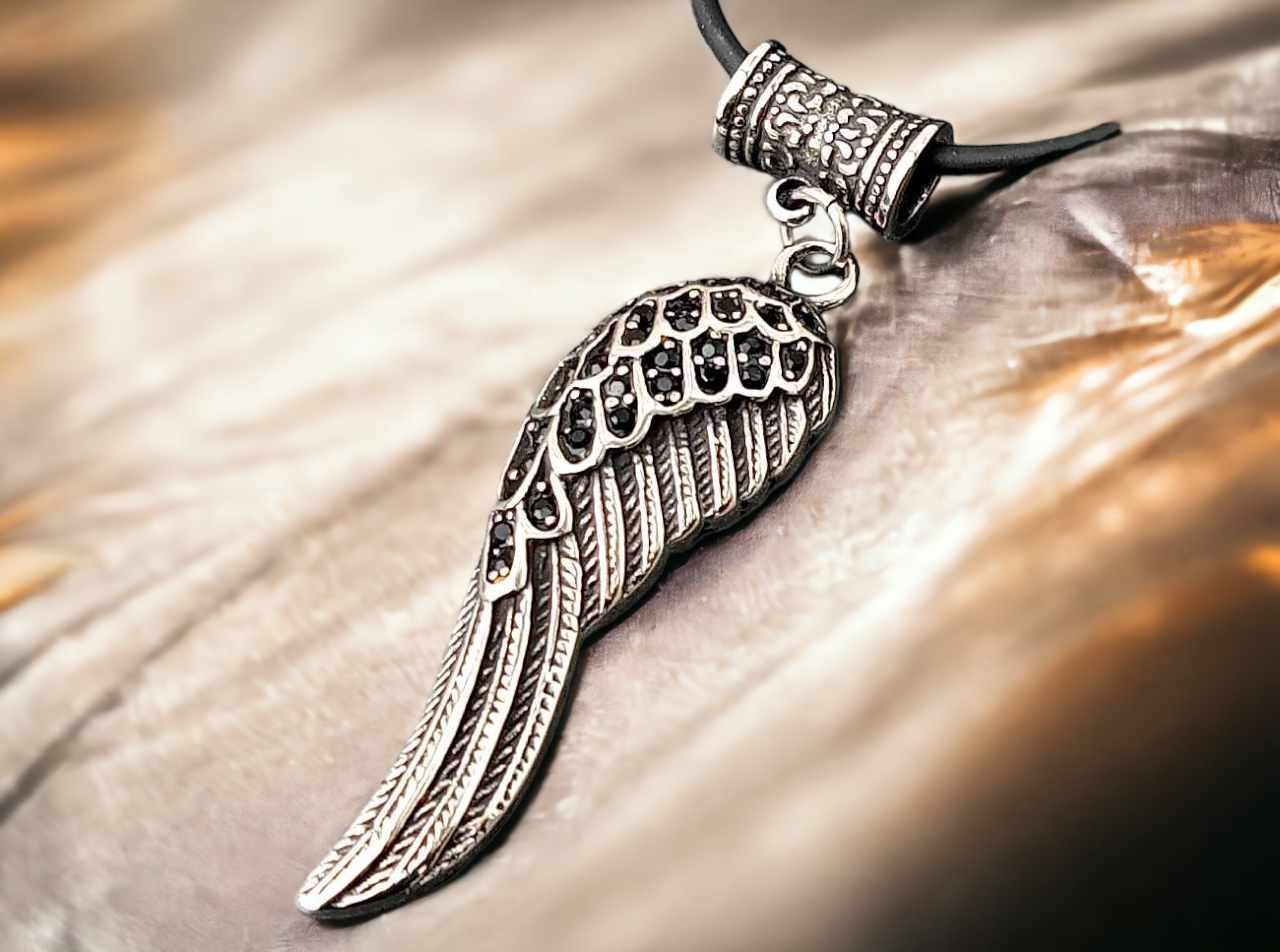 Collana Con Ciondolo Ali D'Angelo In Argento 925 E Zirconie – Catena A Cavedano 40/45cm – Made In Germany - Foto 2
