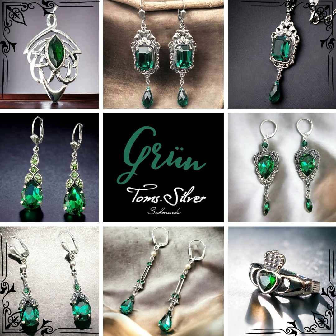 Grüner Schmuck Ohrringe Halsketten Anhänger