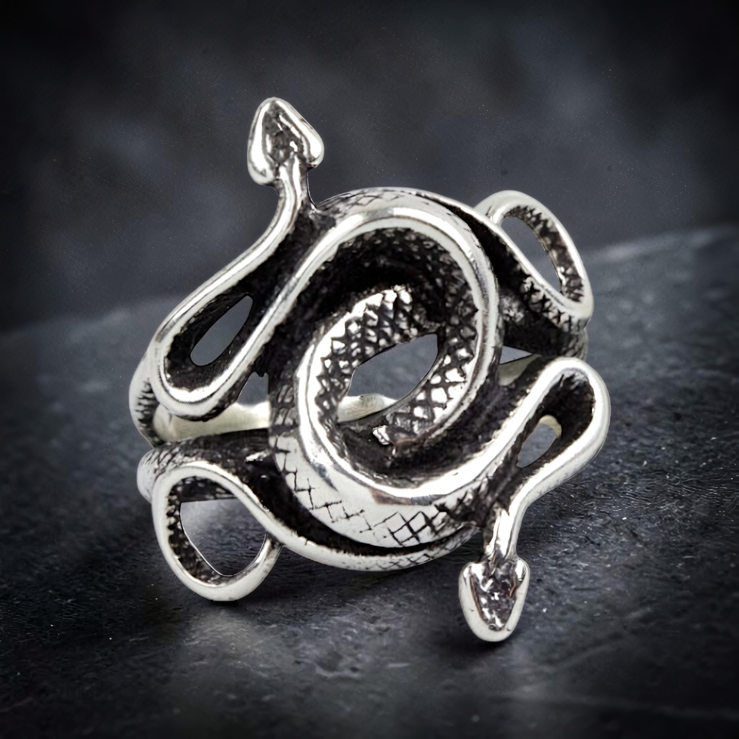 Ring Double Snake aus Edelstahl – Toms-Silver Schmuck