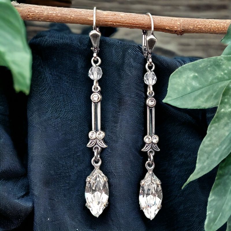 EVER FAITH Damen Ohrringe – Voll Kristall, Art-Deco-Stil, 6,2 Cm Lang – Perfekt Für Hochzeit, Party & Alltag